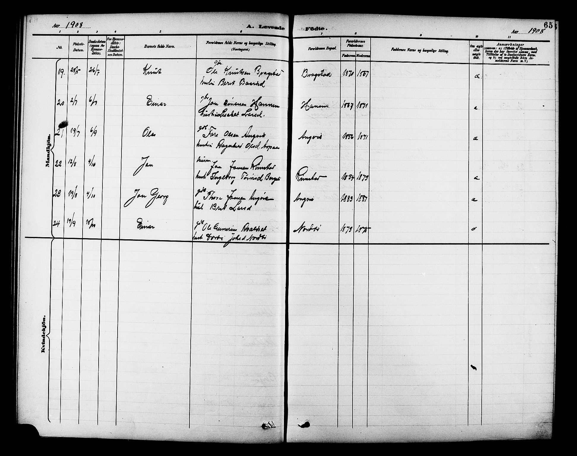 Ministerialprotokoller, klokkerbøker og fødselsregistre - Møre og Romsdal, AV/SAT-A-1454/586/L0992: Klokkerbok nr. 586C03, 1892-1909, s. 65