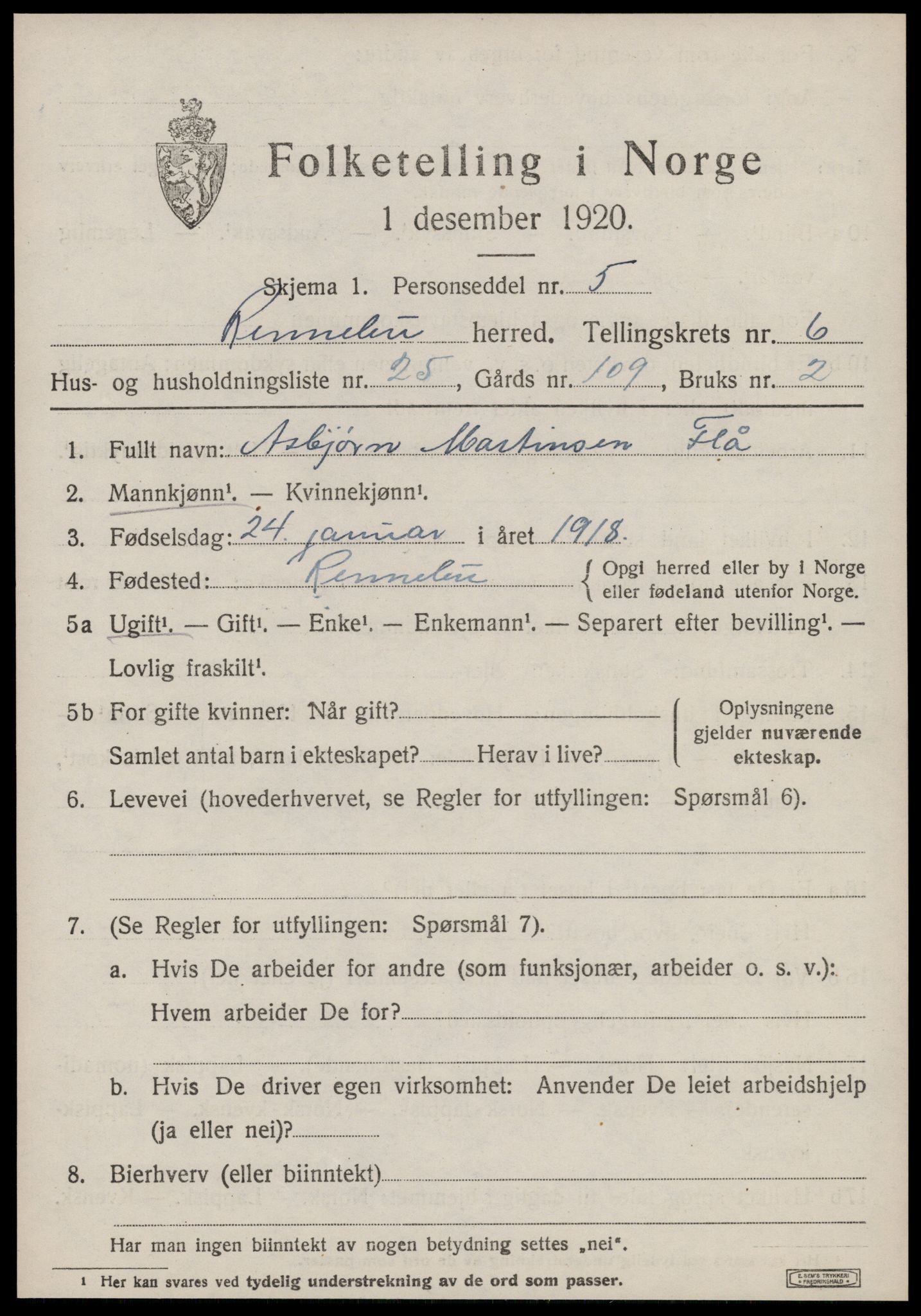 SAT, Folketelling 1920 for 1635 Rennebu herred, 1920, s. 4726