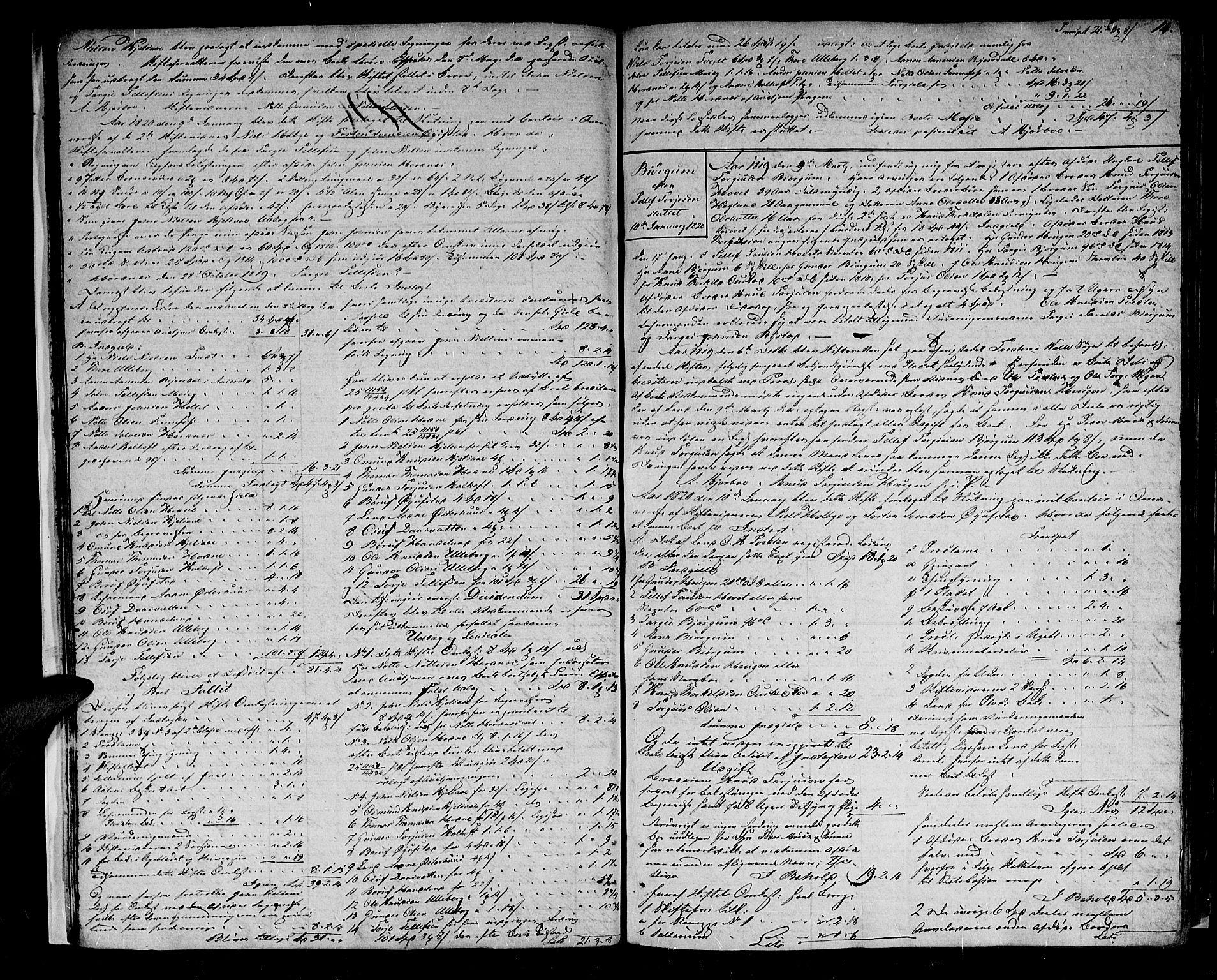 Setesdal sorenskriveri, AV/SAK-1221-0011/H/Hc/L0015: Skifteprotokoll nr 14 med register, 1817-1829, s. 13b-14a
