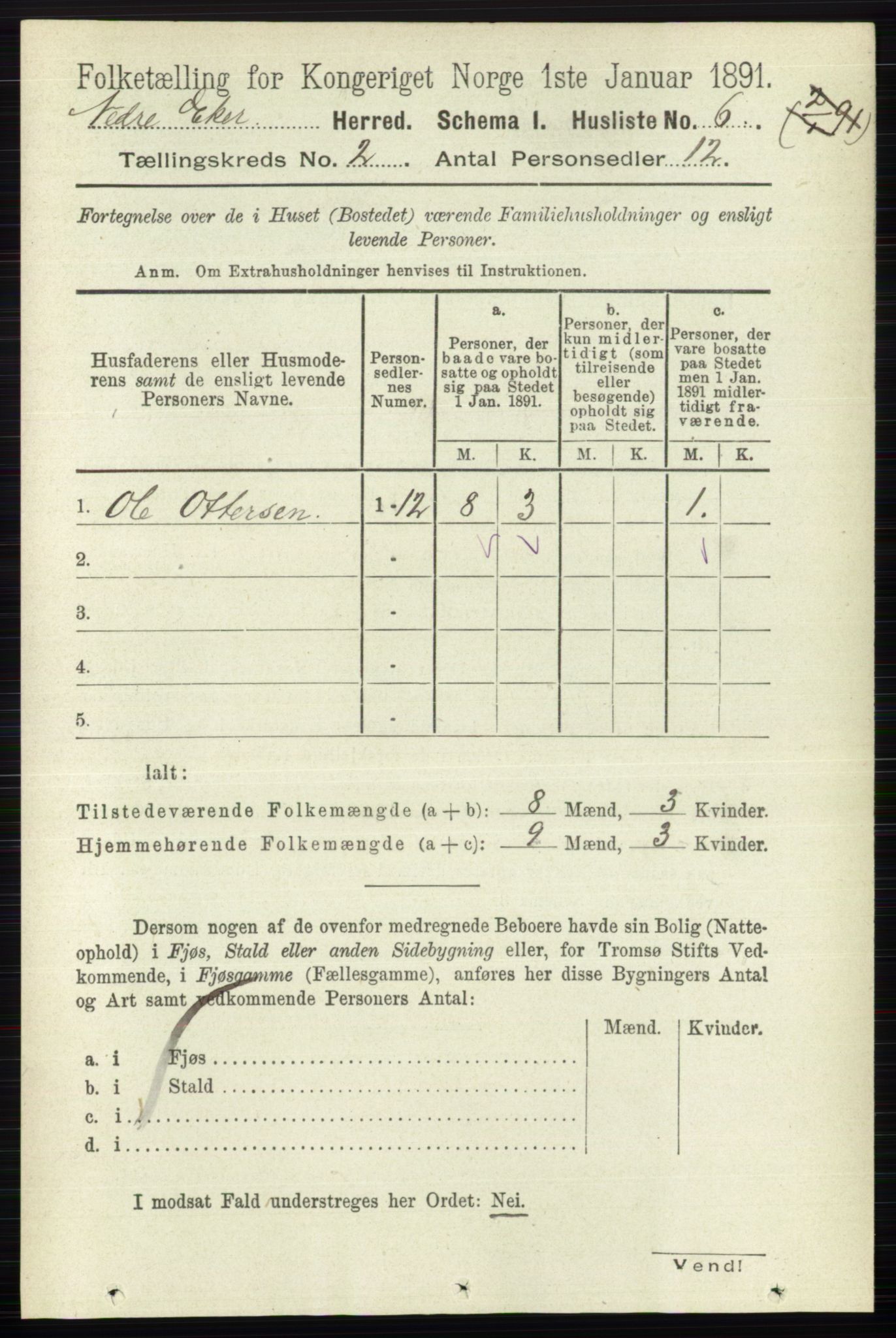 RA, Folketelling 1891 for 0625 Nedre Eiker herred, 1891, s. 452