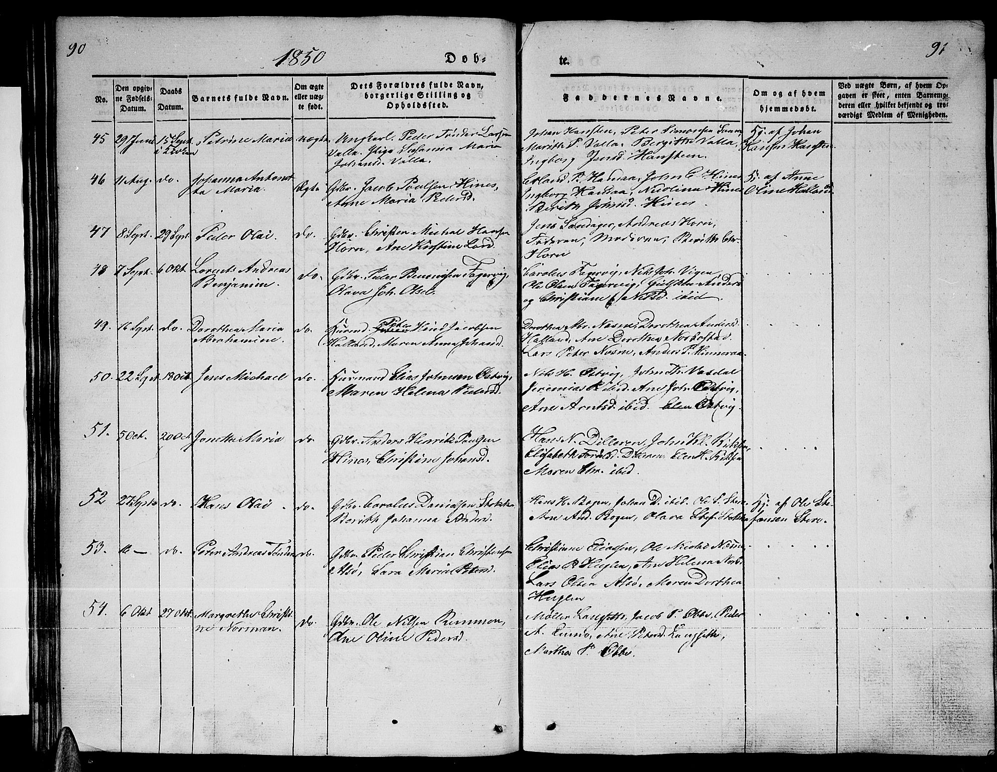 Ministerialprotokoller, klokkerbøker og fødselsregistre - Nordland, AV/SAT-A-1459/838/L0555: Klokkerbok nr. 838C02, 1842-1861, s. 90-91
