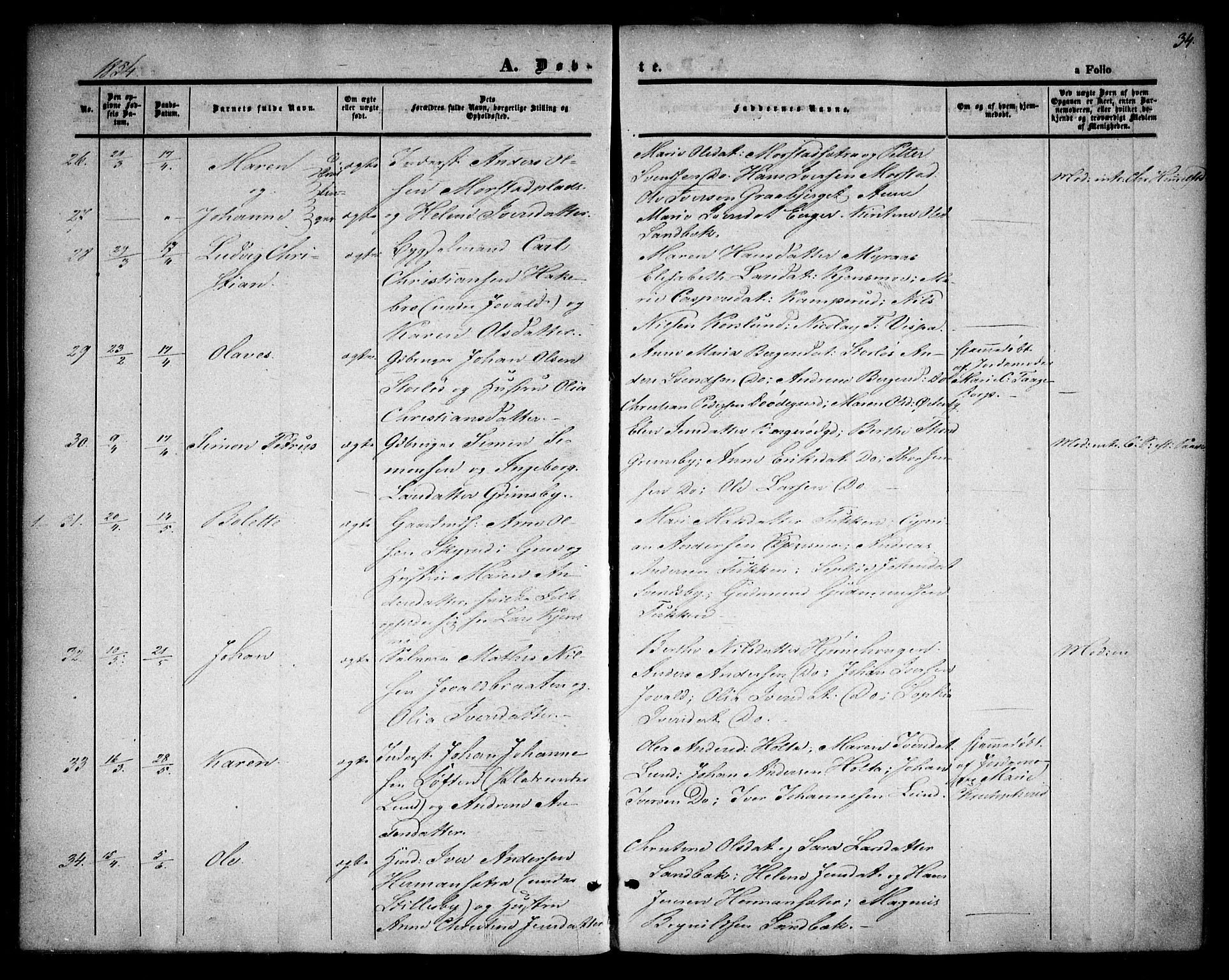 Rødenes prestekontor Kirkebøker, AV/SAO-A-2005/F/Fa/L0006: Ministerialbok nr. I 6, 1850-1859, s. 34