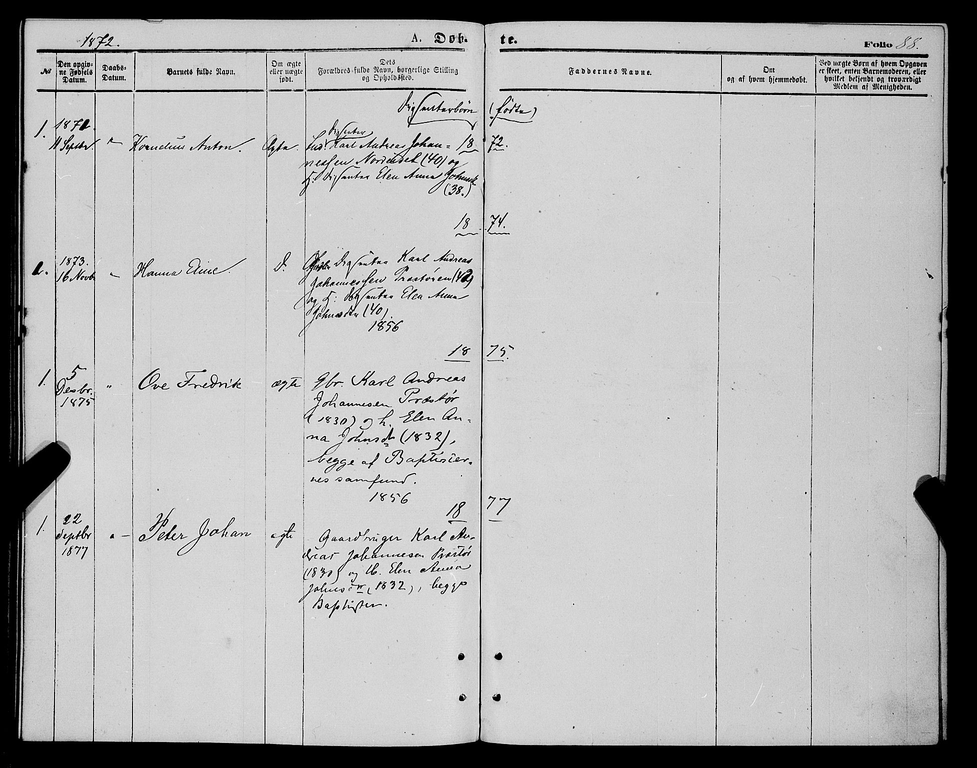 Karlsøy sokneprestembete, AV/SATØ-S-1299/H/Ha/Haa/L0005kirke: Ministerialbok nr. 5, 1872-1878, s. 88