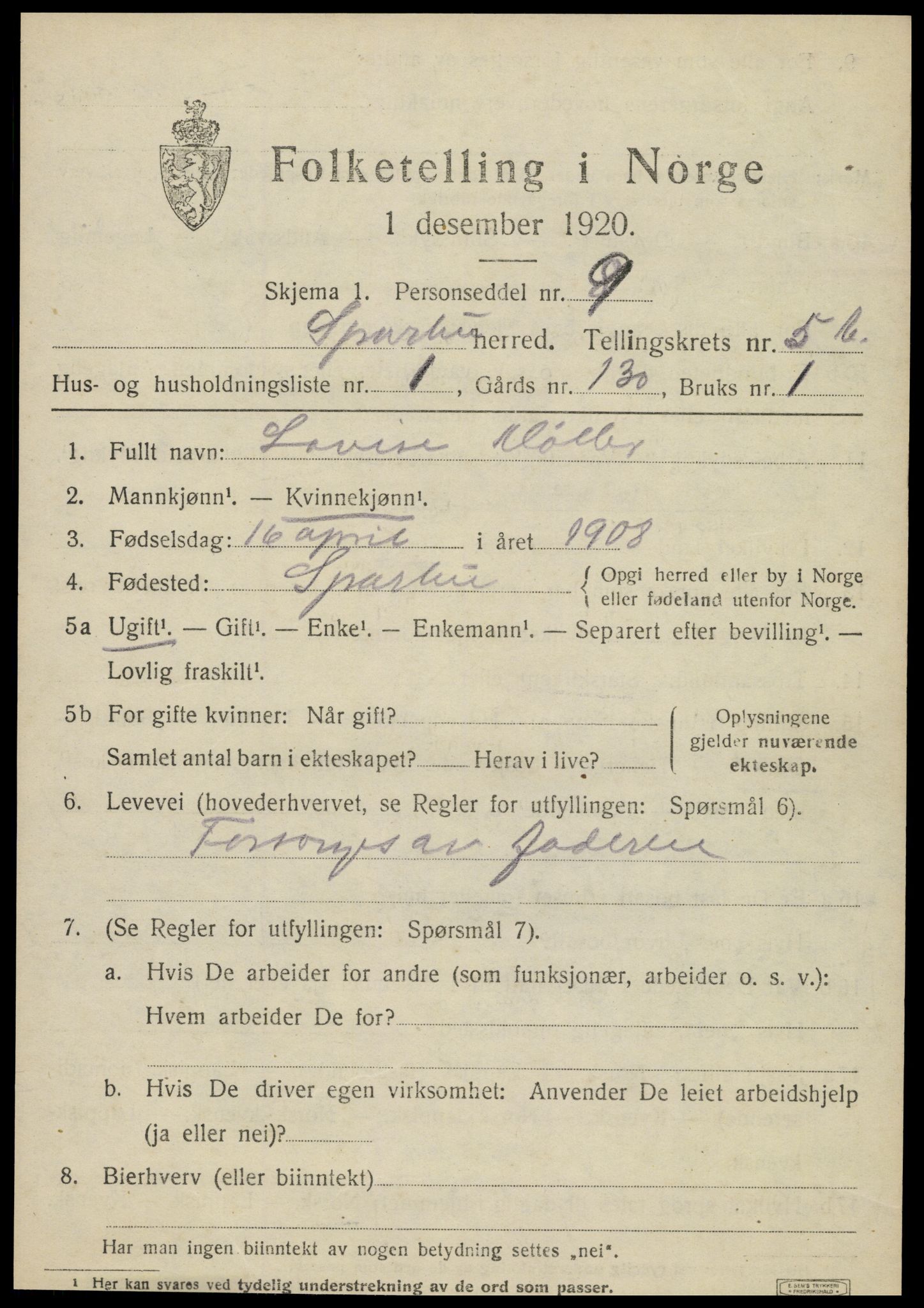 SAT, Folketelling 1920 for 1731 Sparbu herred, 1920, s. 6833