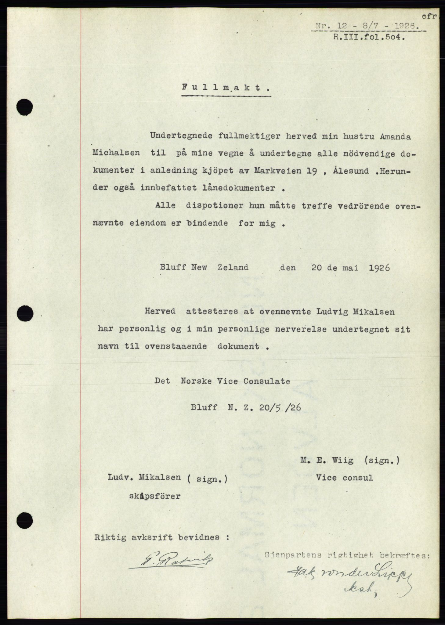 Ålesund byfogd, AV/SAT-A-4384: Pantebok nr. 21, 1926-1927, Tingl.dato: 08.07.1926