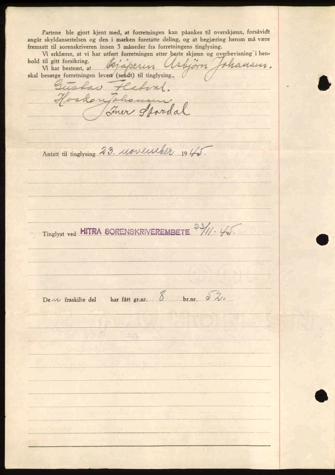 Hitra sorenskriveri, AV/SAT-A-0018/2/2C/2Ca: Pantebok nr. A2, 1943-1945, Dagboknr: 610/1945