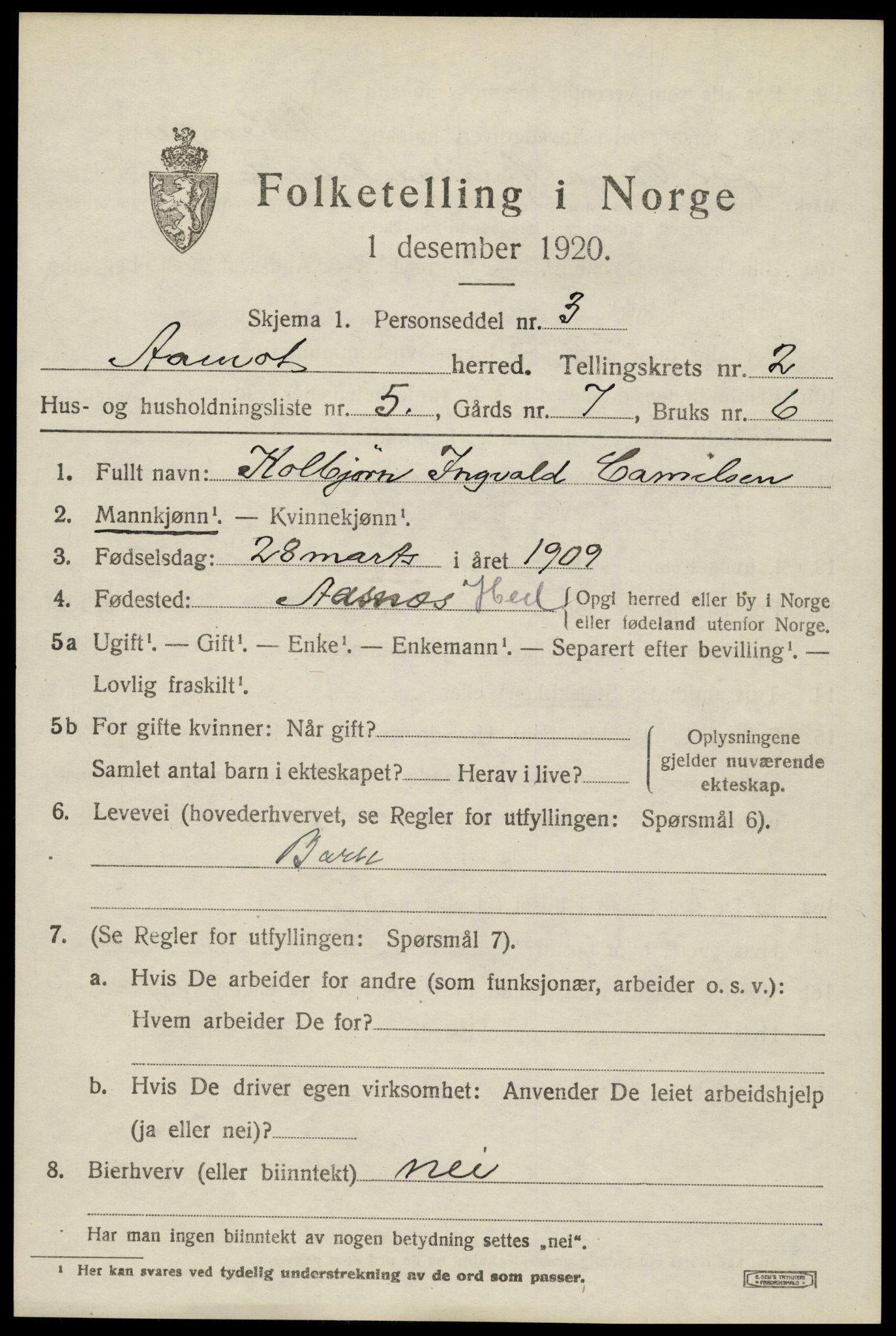 SAH, Folketelling 1920 for 0429 Åmot herred, 1920, s. 2111