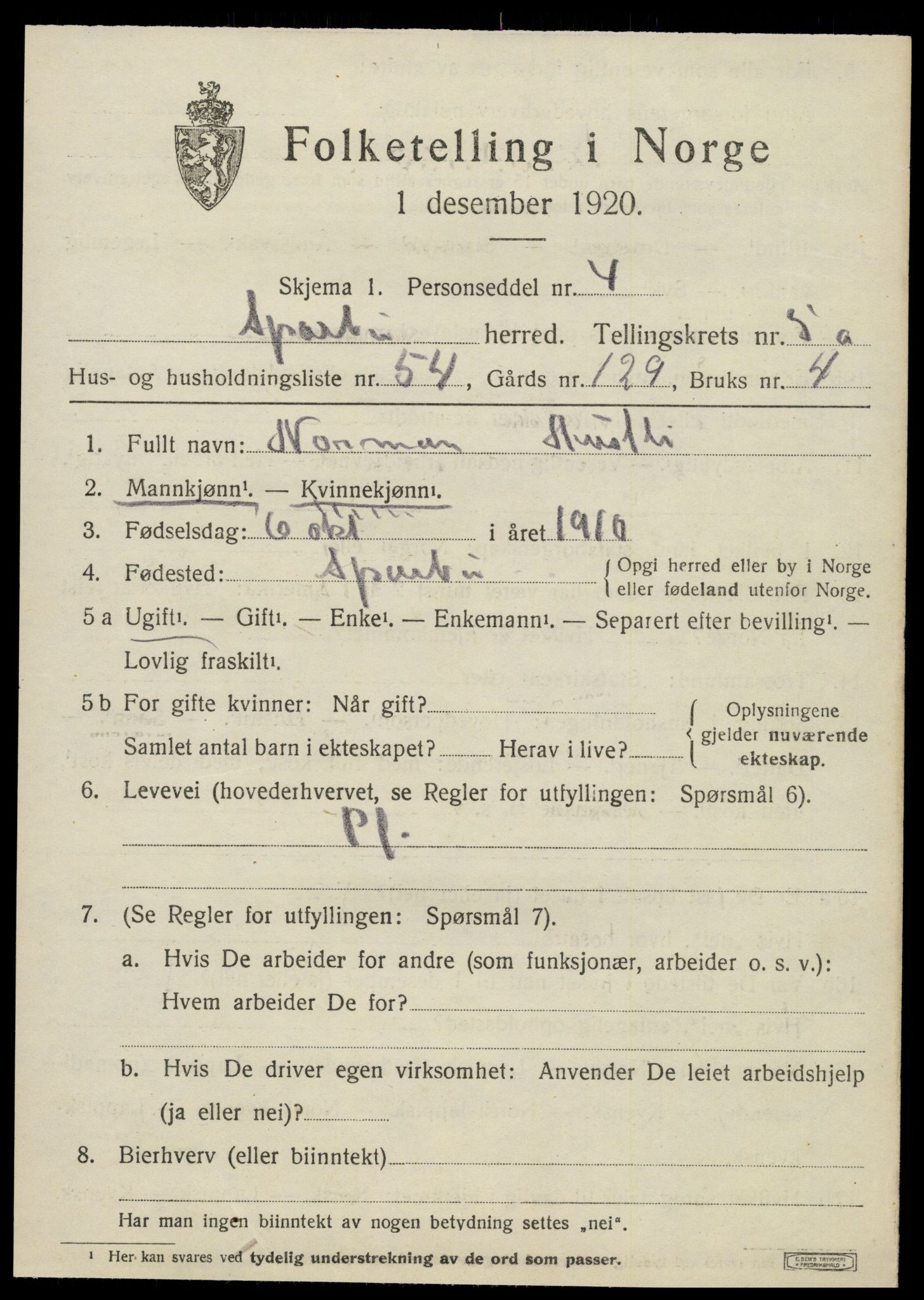 SAT, Folketelling 1920 for 1731 Sparbu herred, 1920, s. 6815