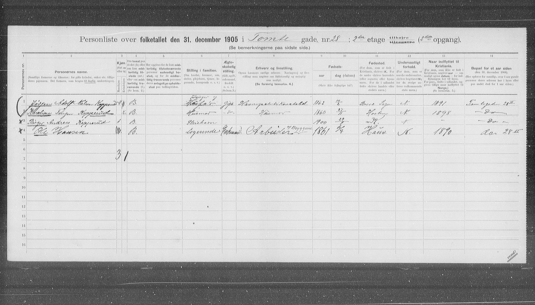 OBA, Kommunal folketelling 31.12.1905 for Kristiania kjøpstad, 1905, s. 59609