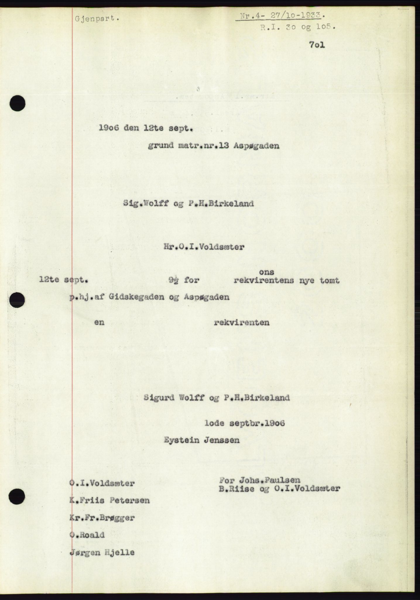 Ålesund byfogd, AV/SAT-A-4384: Pantebok nr. 31, 1933-1934, Tingl.dato: 27.10.1933