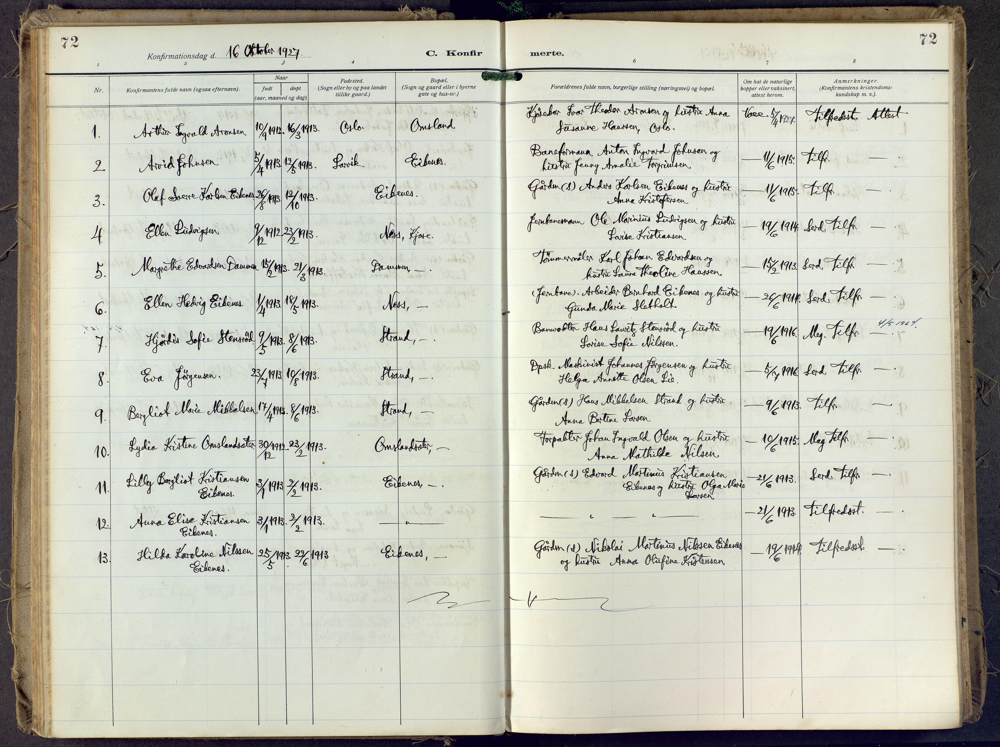 Brunlanes kirkebøker, SAKO/A-342/F/Fd/L0002: Ministerialbok nr. IV 2, 1918-1958, s. 72