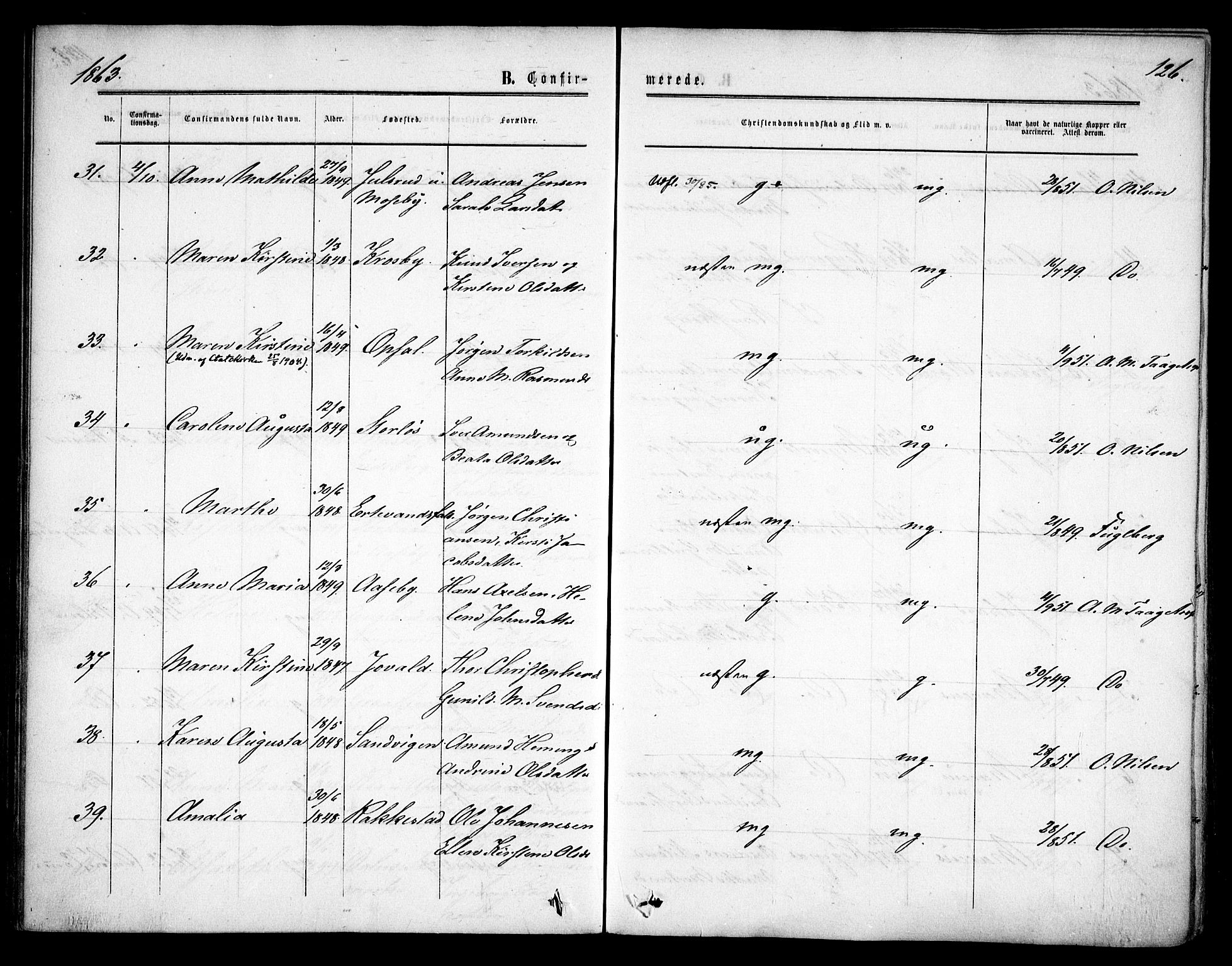 Rødenes prestekontor Kirkebøker, AV/SAO-A-2005/F/Fa/L0007: Ministerialbok nr. I 7, 1860-1869, s. 126