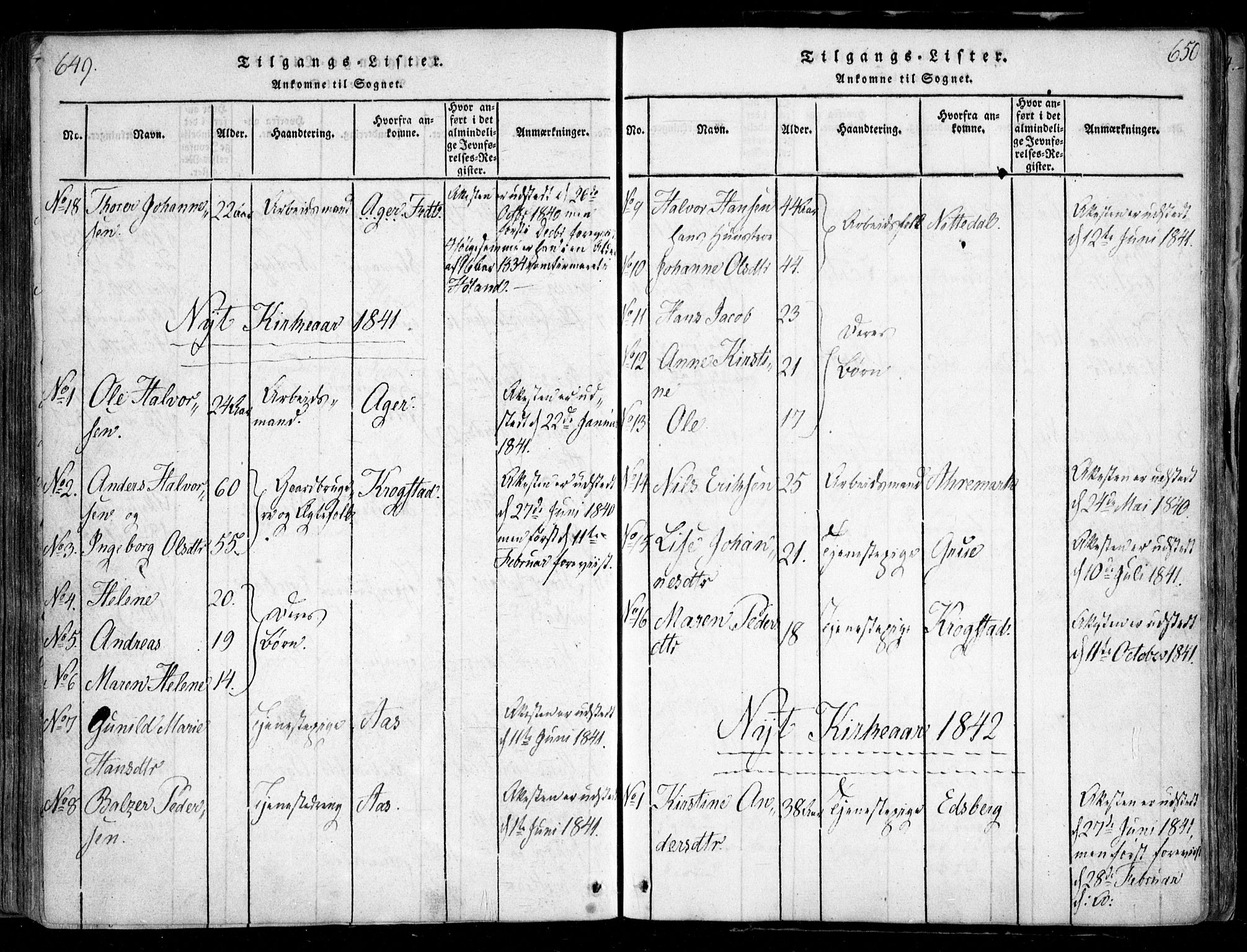 Nesodden prestekontor Kirkebøker, AV/SAO-A-10013/F/Fa/L0006: Ministerialbok nr. I 6, 1814-1847, s. 649-650