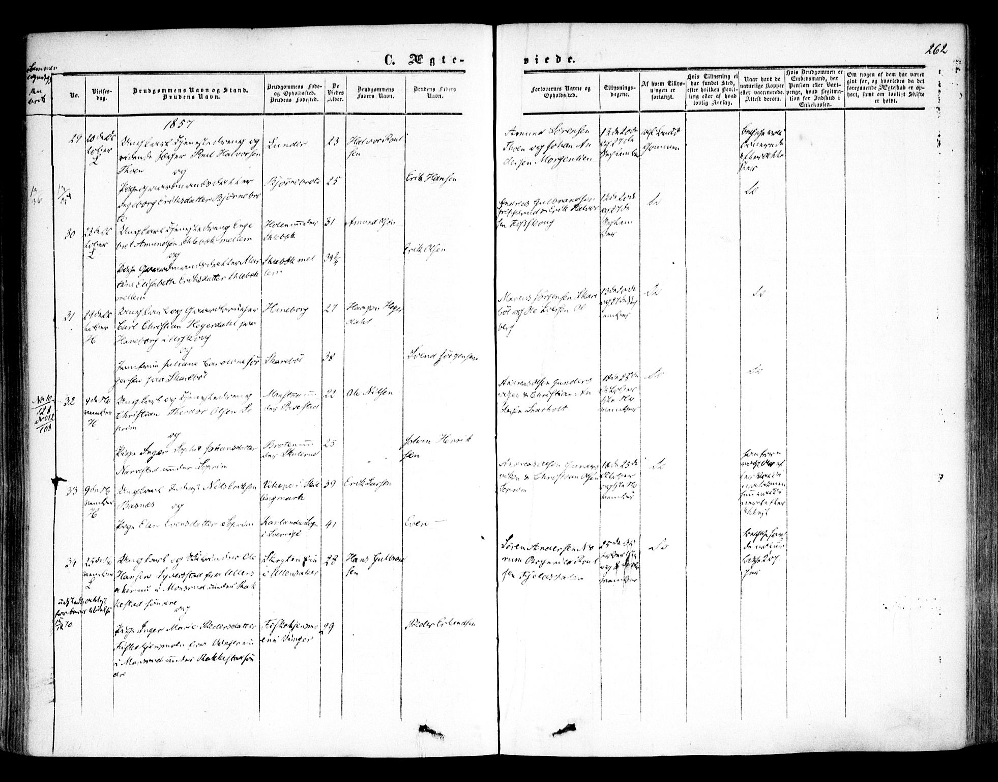 Høland prestekontor Kirkebøker, AV/SAO-A-10346a/F/Fa/L0010: Ministerialbok nr. I 10, 1854-1861, s. 262