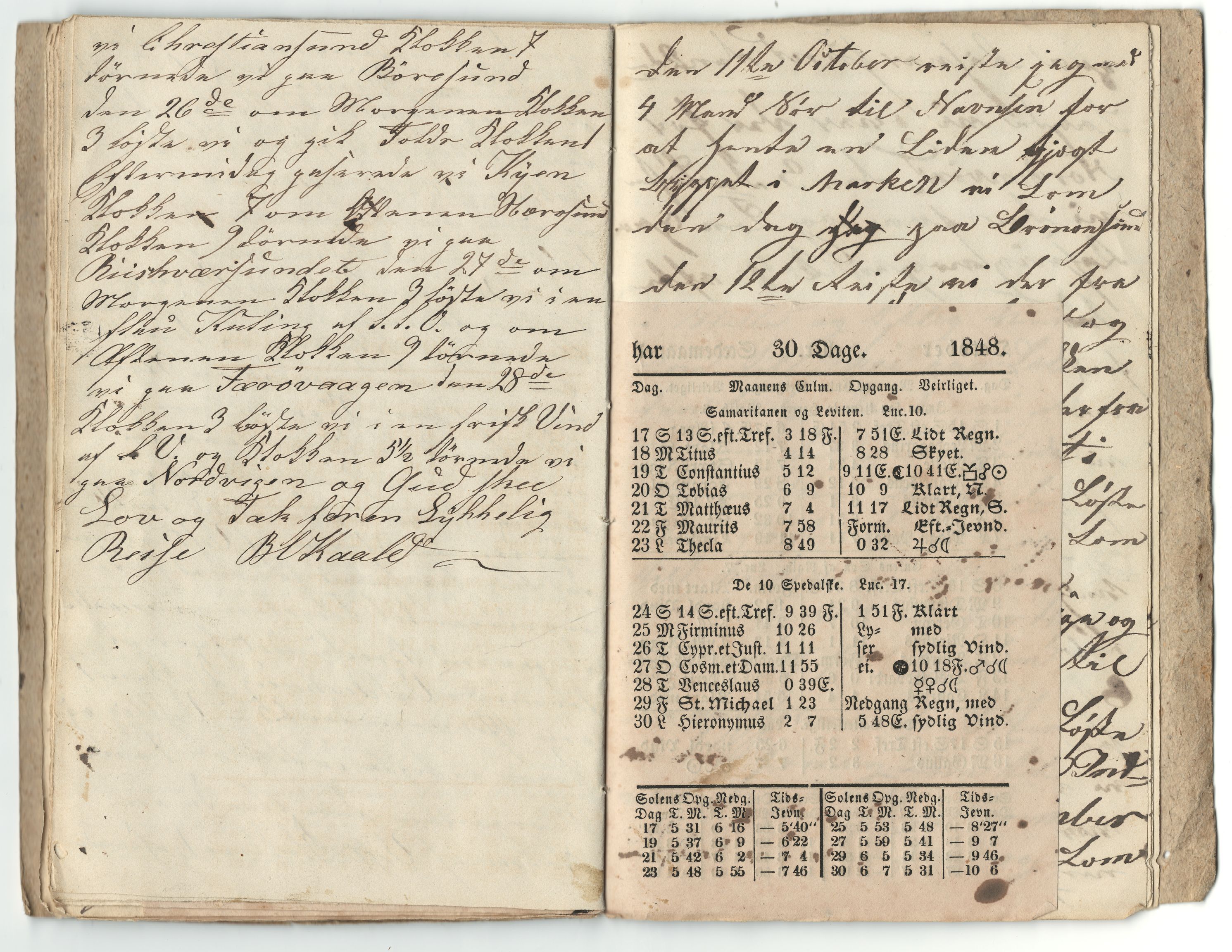 Nordvika gamle handelssted, HEMUD/001/A/L0003: Journal ført om bord i jekten Alberthine Ottoline, 1848