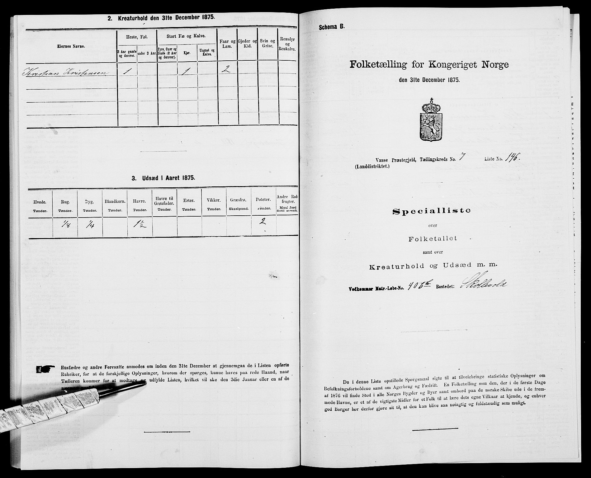 SAK, Folketelling 1875 for 1041L Vanse prestegjeld, Vanse sokn og Farsund landsokn, 1875, s. 1469