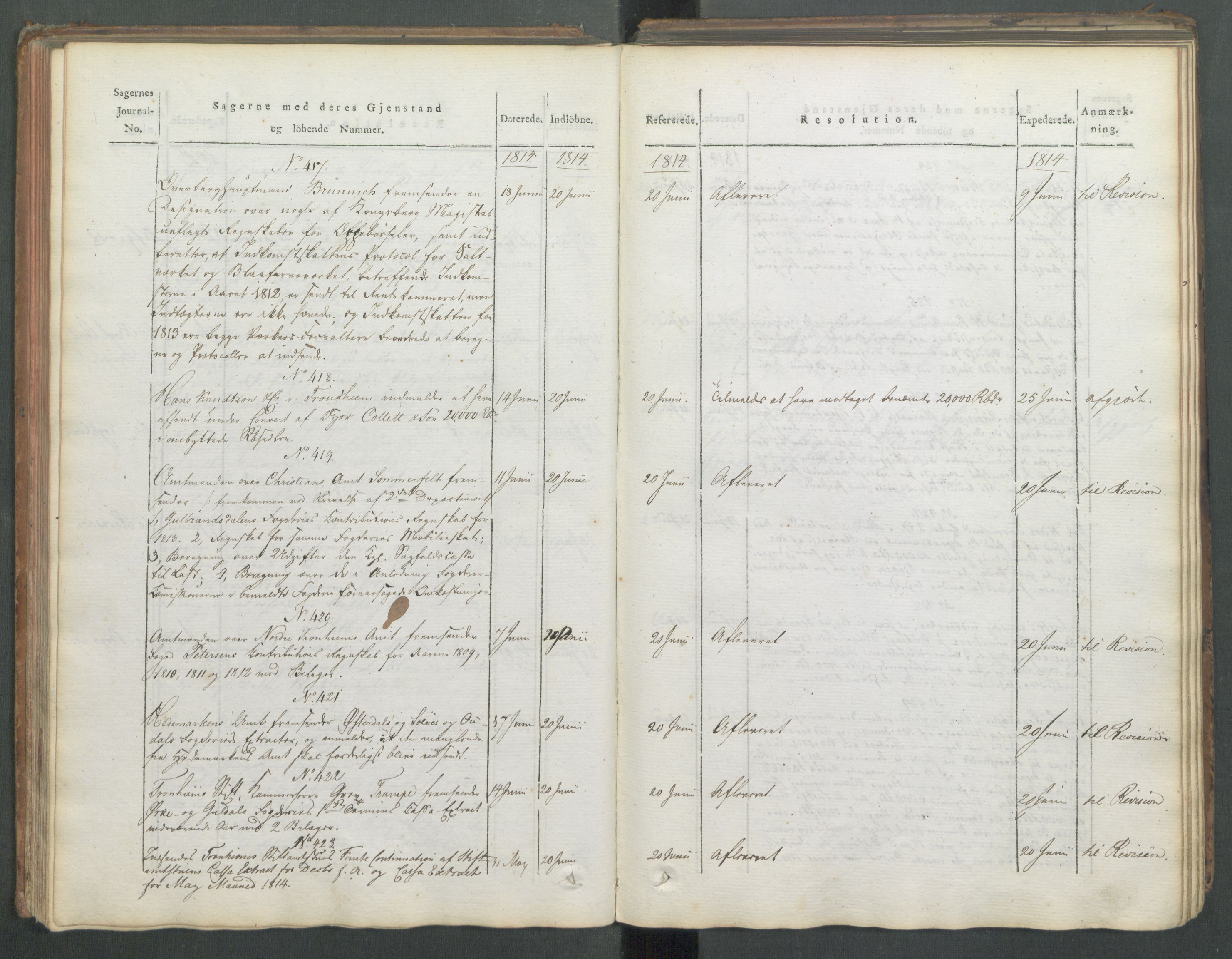 Departementene i 1814, AV/RA-S-3899/Fa/L0008: 1. byrå - Journal B, 1814, s. 92