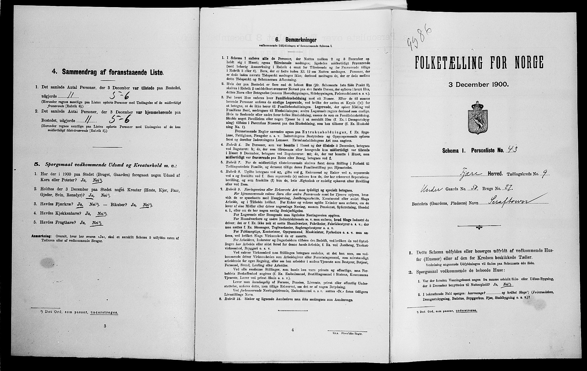 SAK, Folketelling 1900 for 0923 Fjære herred, 1900, s. 1888