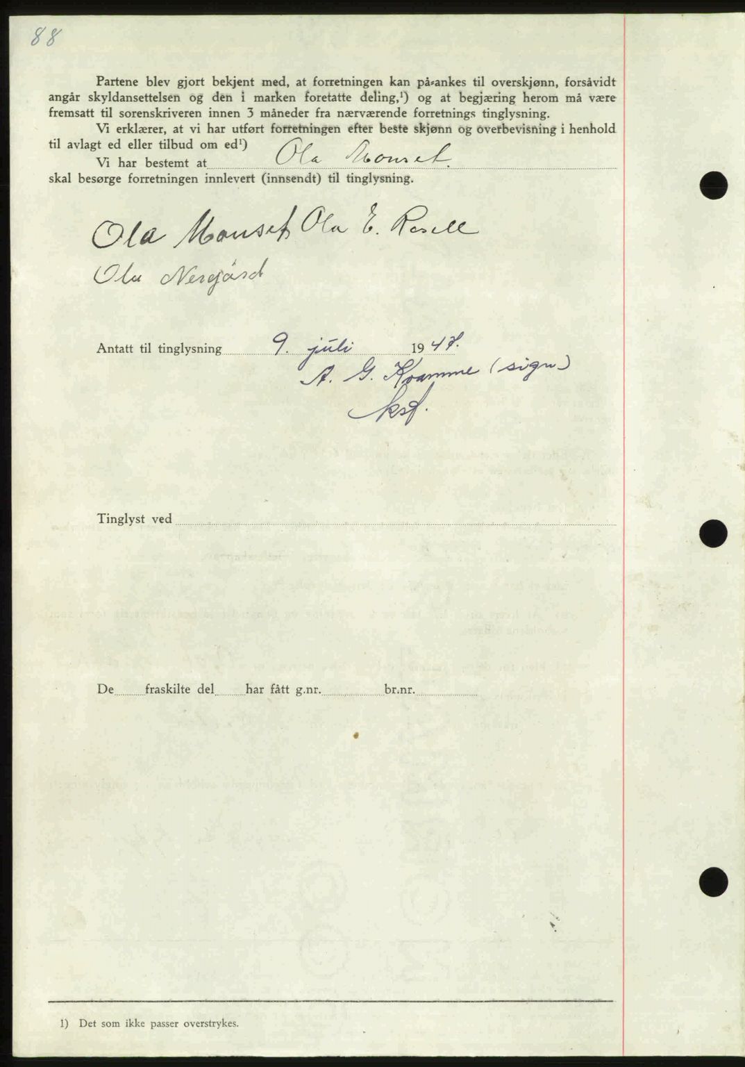 Orkdal sorenskriveri, SAT/A-4169/1/2/2C: Pantebok nr. A, 1947-1947, Dagboknr: 844/1947