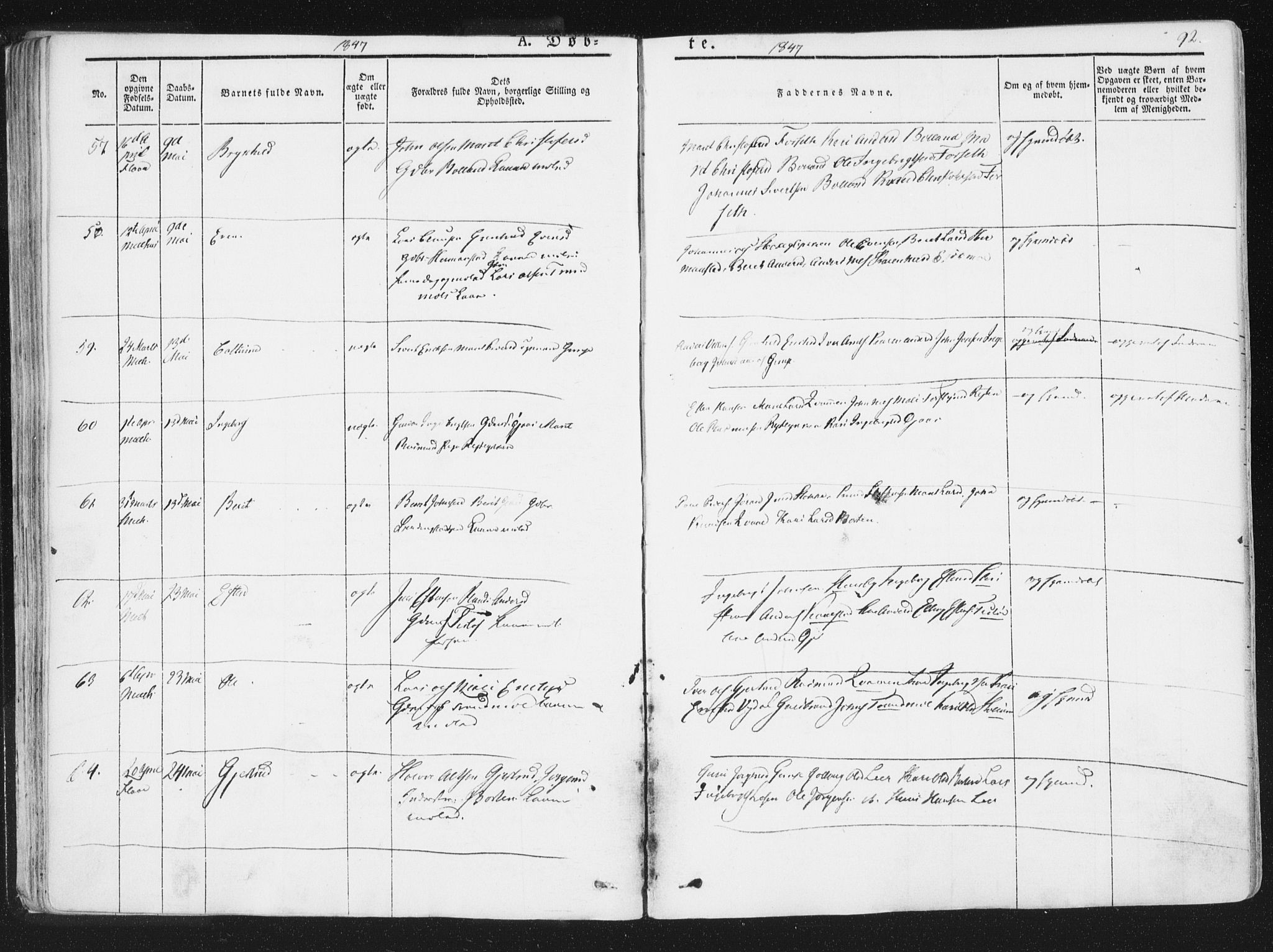 Ministerialprotokoller, klokkerbøker og fødselsregistre - Sør-Trøndelag, SAT/A-1456/691/L1074: Ministerialbok nr. 691A06, 1842-1852, s. 92