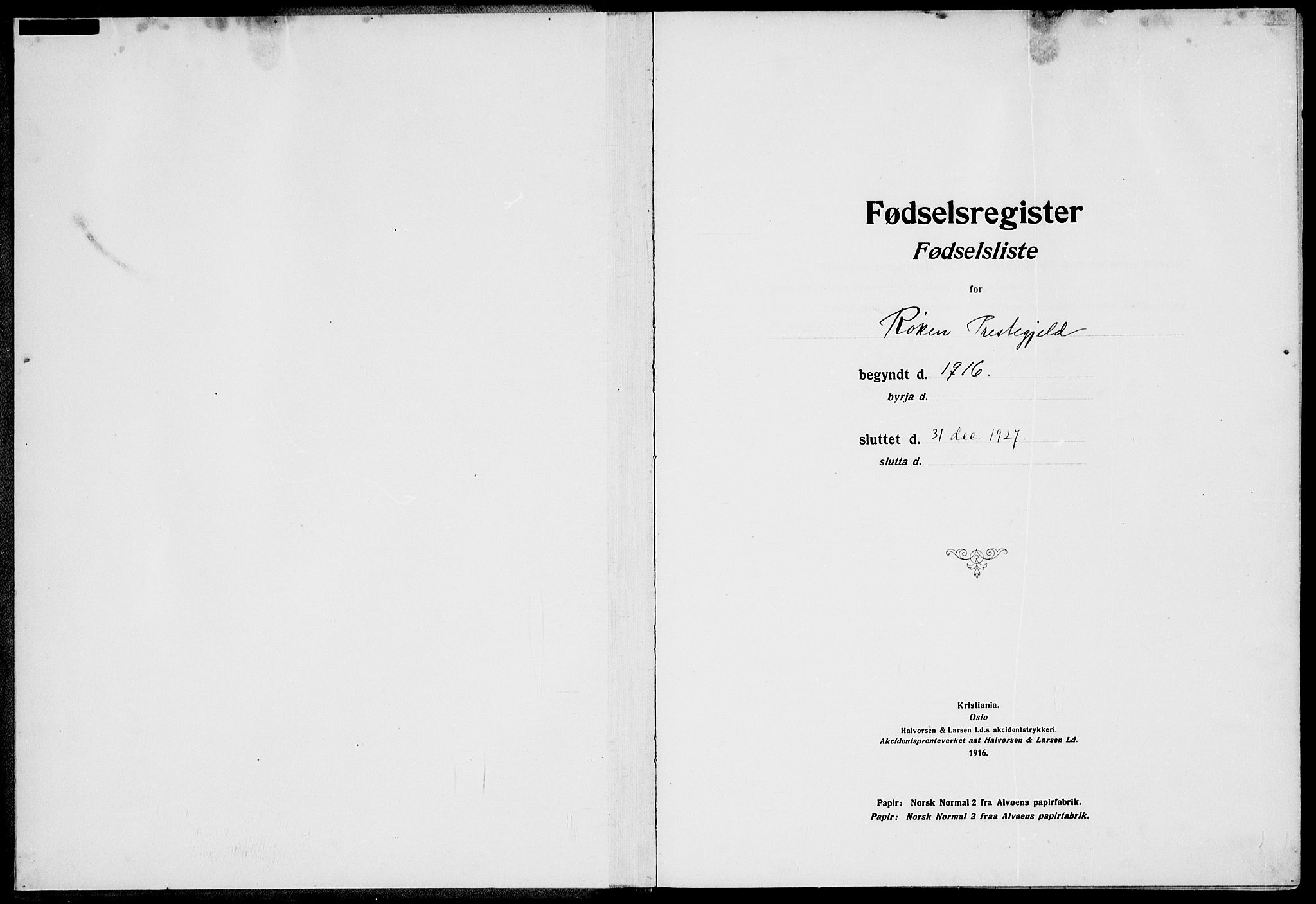 Røyken kirkebøker, AV/SAKO-A-241/J/Ja/L0001: Fødselsregister nr. 1, 1916-1927
