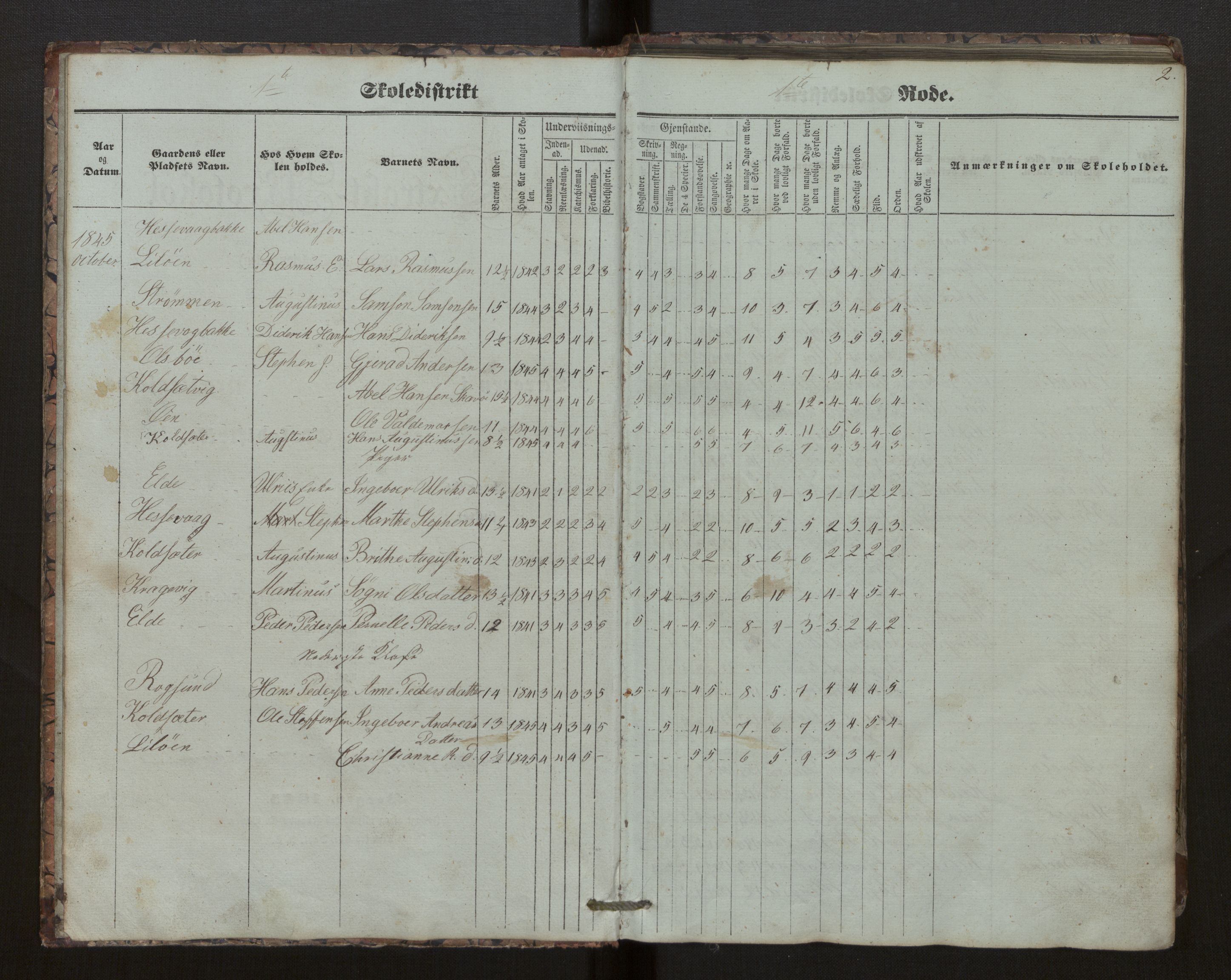 Davik sokneprestembete, AV/SAB-A-79701/J/Jb/L0003: Ekstraktprotokoll. Læraren i Davik prestegjelds 1. distrikt, 1845-1871