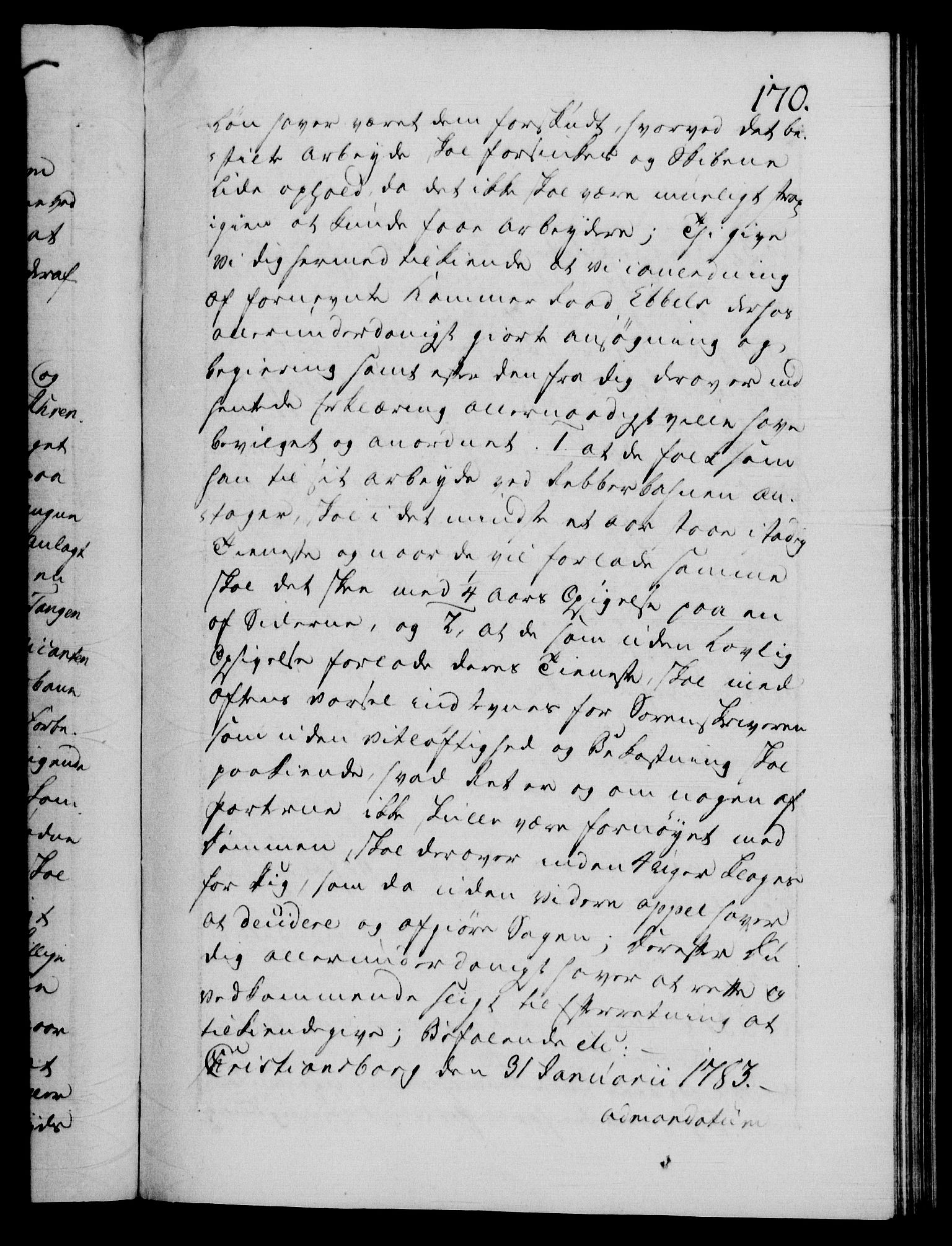 Danske Kanselli 1572-1799, AV/RA-EA-3023/F/Fc/Fca/Fcab/L0043: Norske tegnelser, 1782-1786, s. 170a