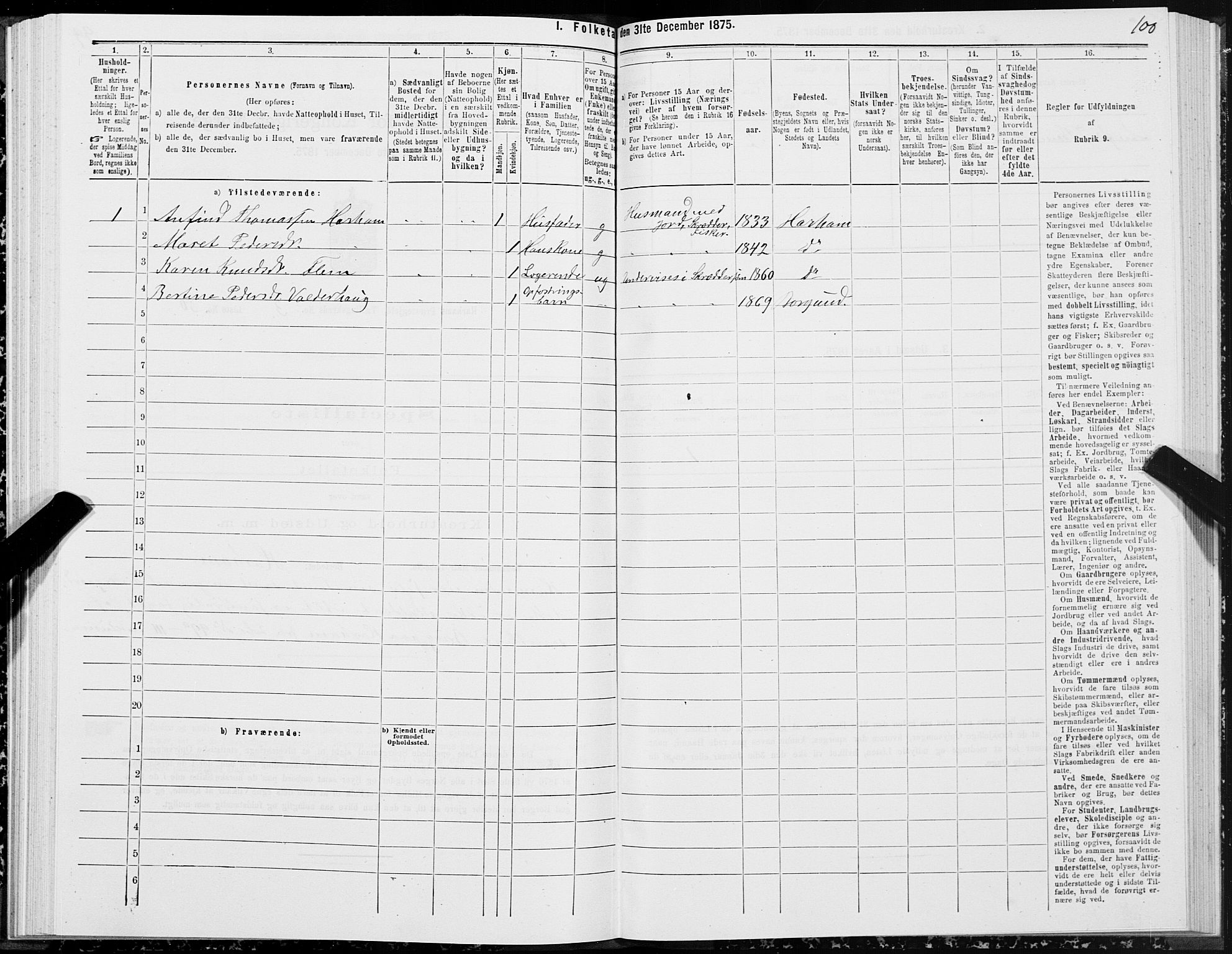 SAT, Folketelling 1875 for 1534P Haram prestegjeld, 1875, s. 2100