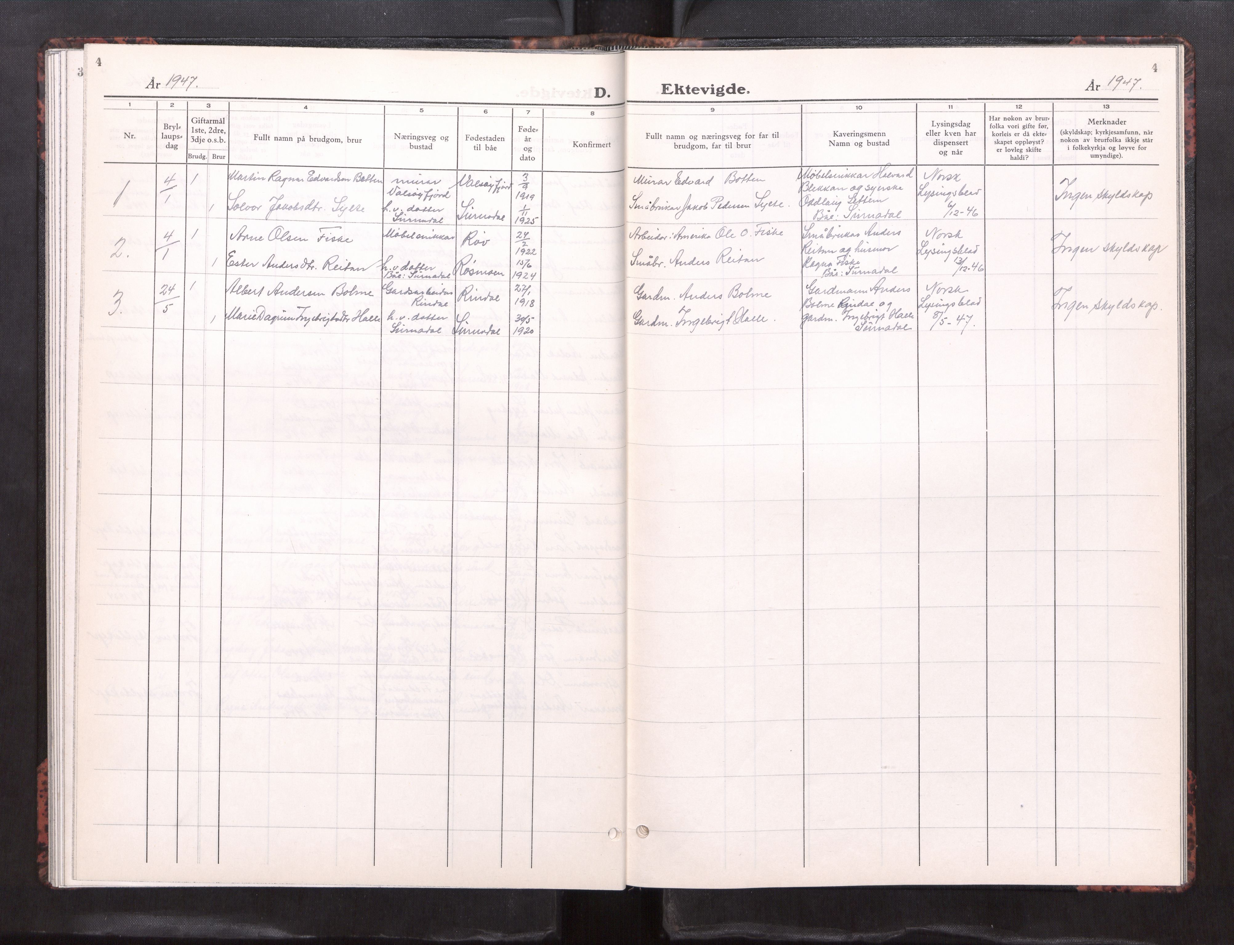 Ministerialprotokoller, klokkerbøker og fødselsregistre - Møre og Romsdal, AV/SAT-A-1454/596/L1061: Klokkerbok nr. 596---, 1945-1956, s. 4