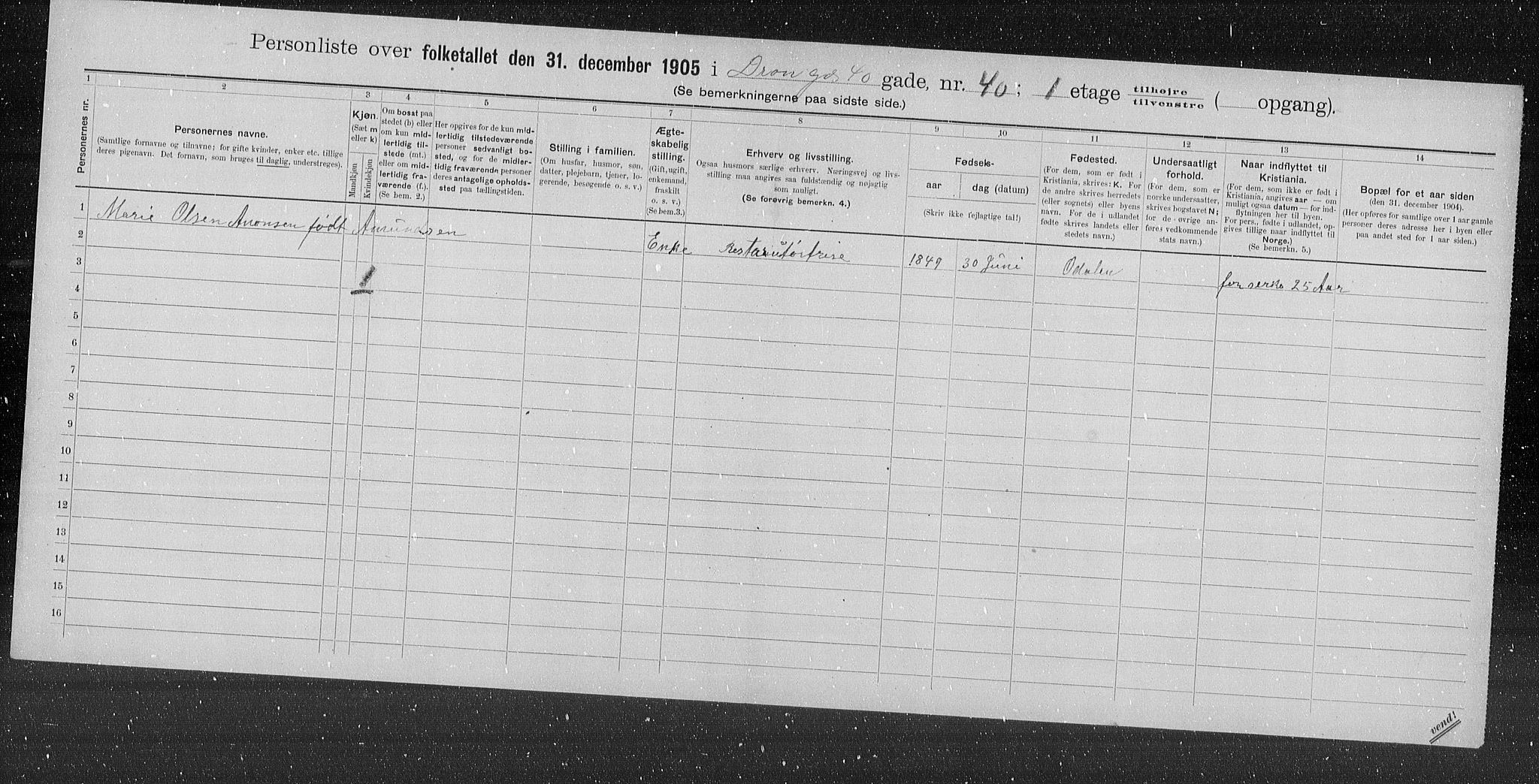OBA, Kommunal folketelling 31.12.1905 for Kristiania kjøpstad, 1905, s. 9081