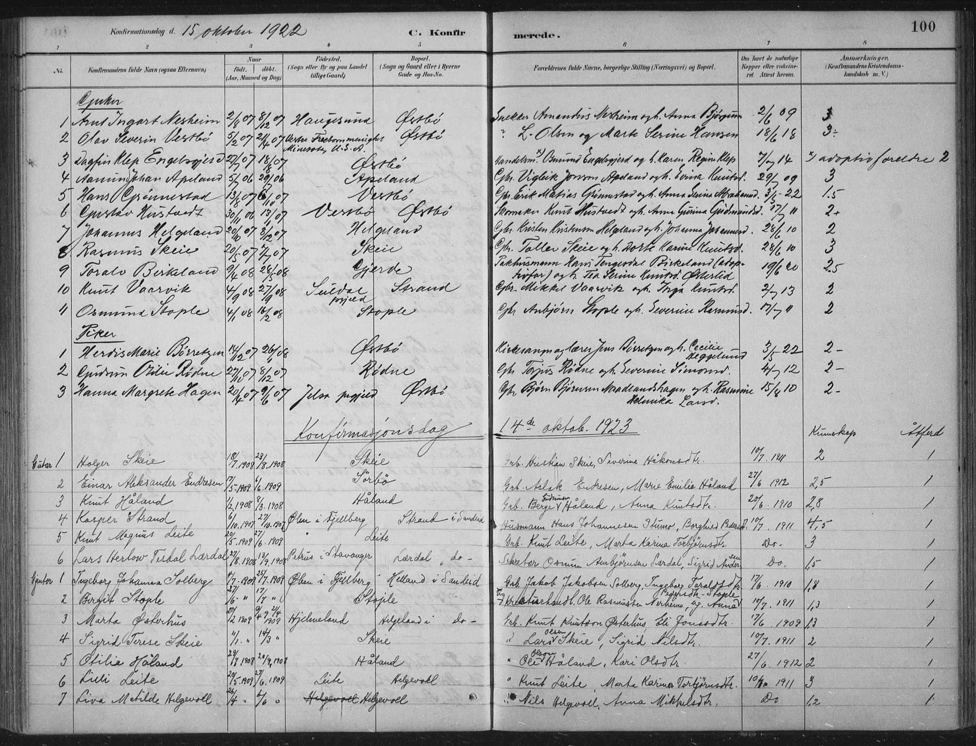 Vikedal sokneprestkontor, SAST/A-101840/01/IV: Ministerialbok nr. A 11, 1884-1933, s. 100