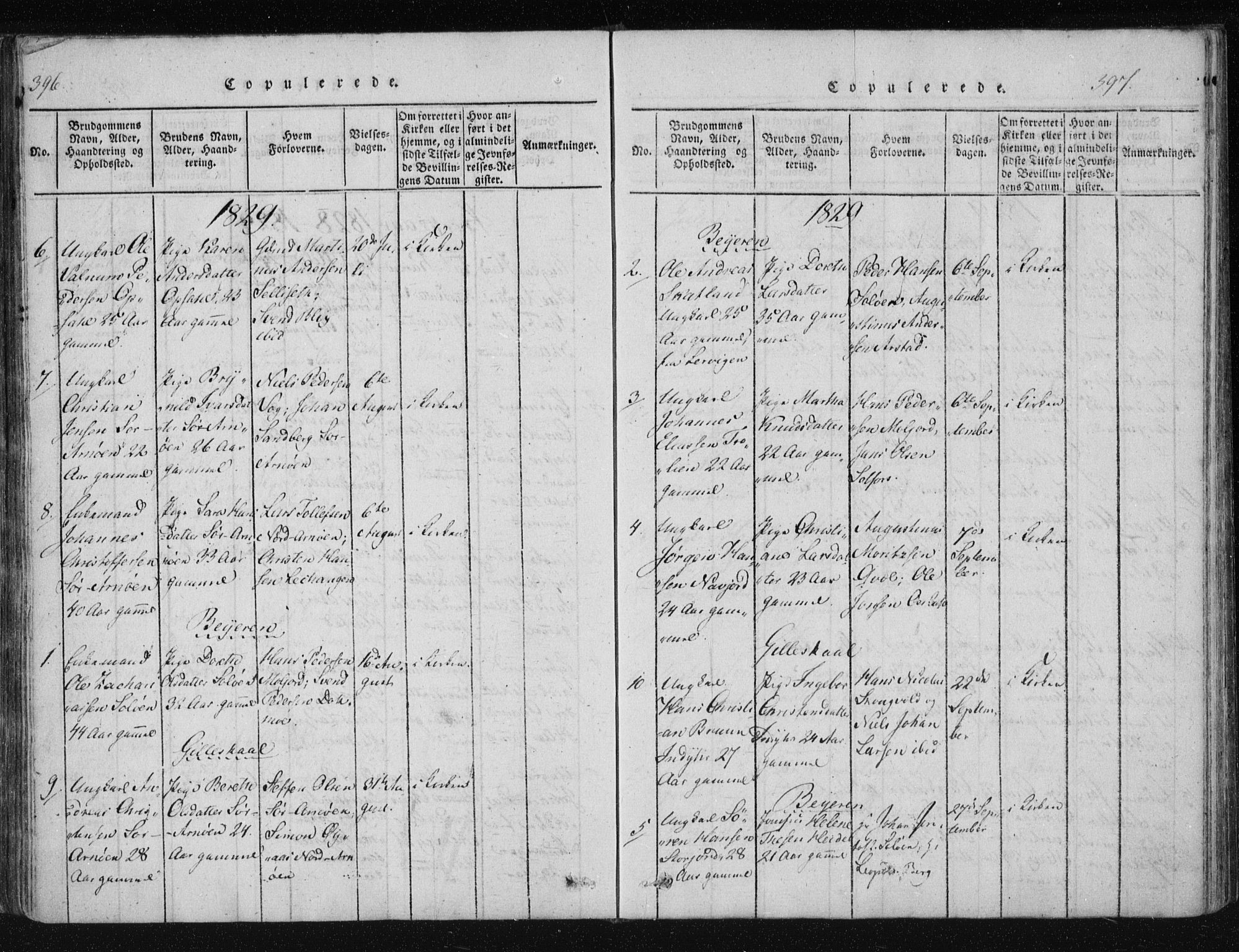 Ministerialprotokoller, klokkerbøker og fødselsregistre - Nordland, AV/SAT-A-1459/805/L0096: Ministerialbok nr. 805A03, 1820-1837, s. 396-397