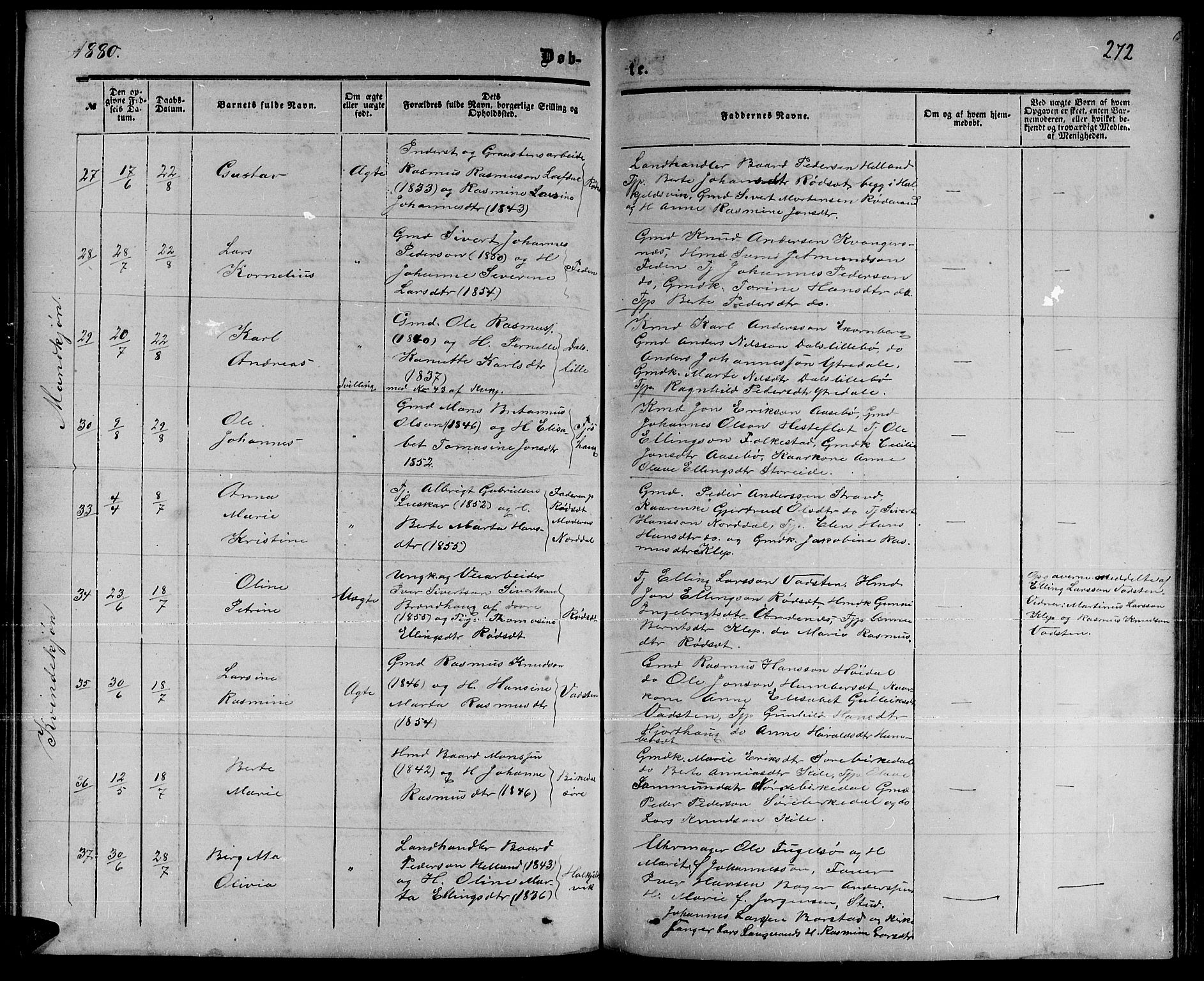 Ministerialprotokoller, klokkerbøker og fødselsregistre - Møre og Romsdal, AV/SAT-A-1454/511/L0157: Klokkerbok nr. 511C03, 1864-1884, s. 272