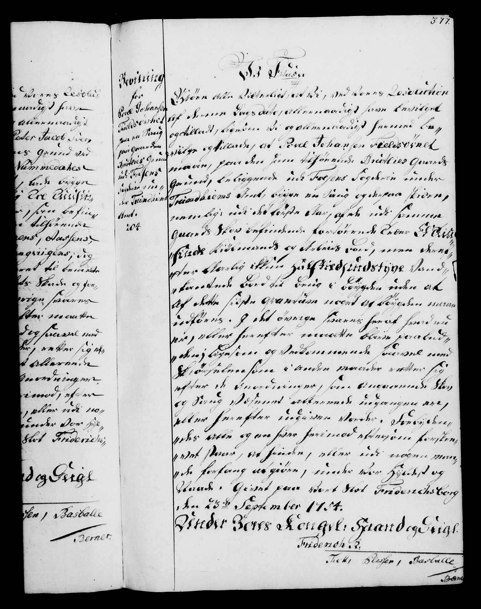 Rentekammeret, Kammerkanselliet, AV/RA-EA-3111/G/Gg/Gga/L0006: Norsk ekspedisjonsprotokoll med register (merket RK 53.6), 1749-1759, s. 377
