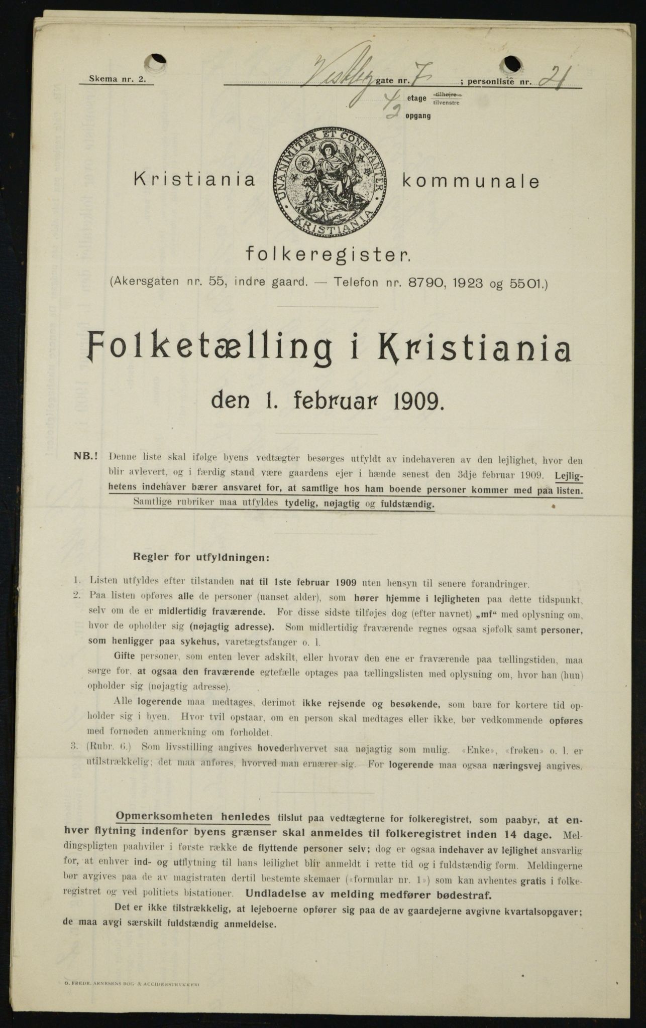 OBA, Kommunal folketelling 1.2.1909 for Kristiania kjøpstad, 1909, s. 90504