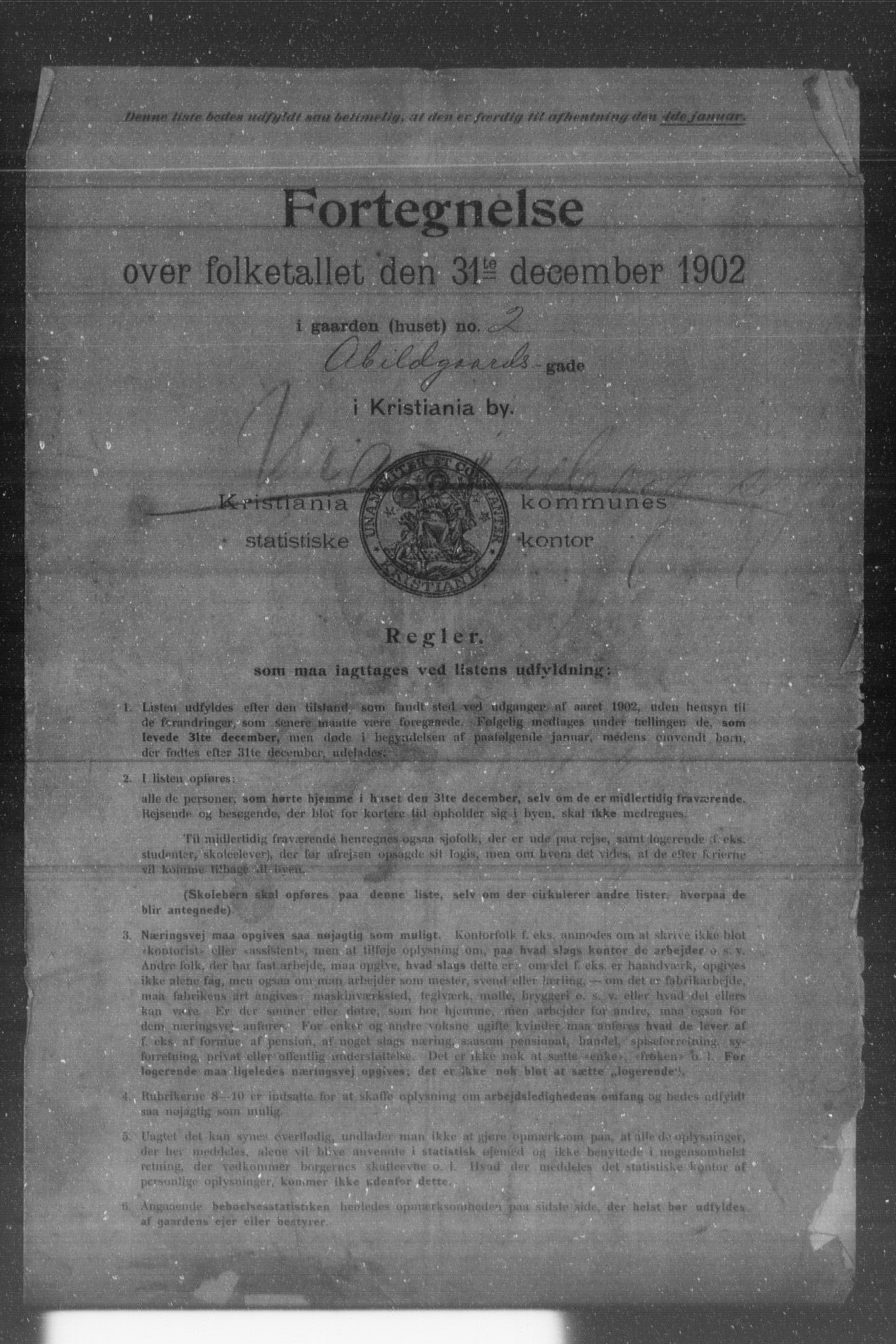 OBA, Kommunal folketelling 31.12.1902 for Kristiania kjøpstad, 1902, s. 3