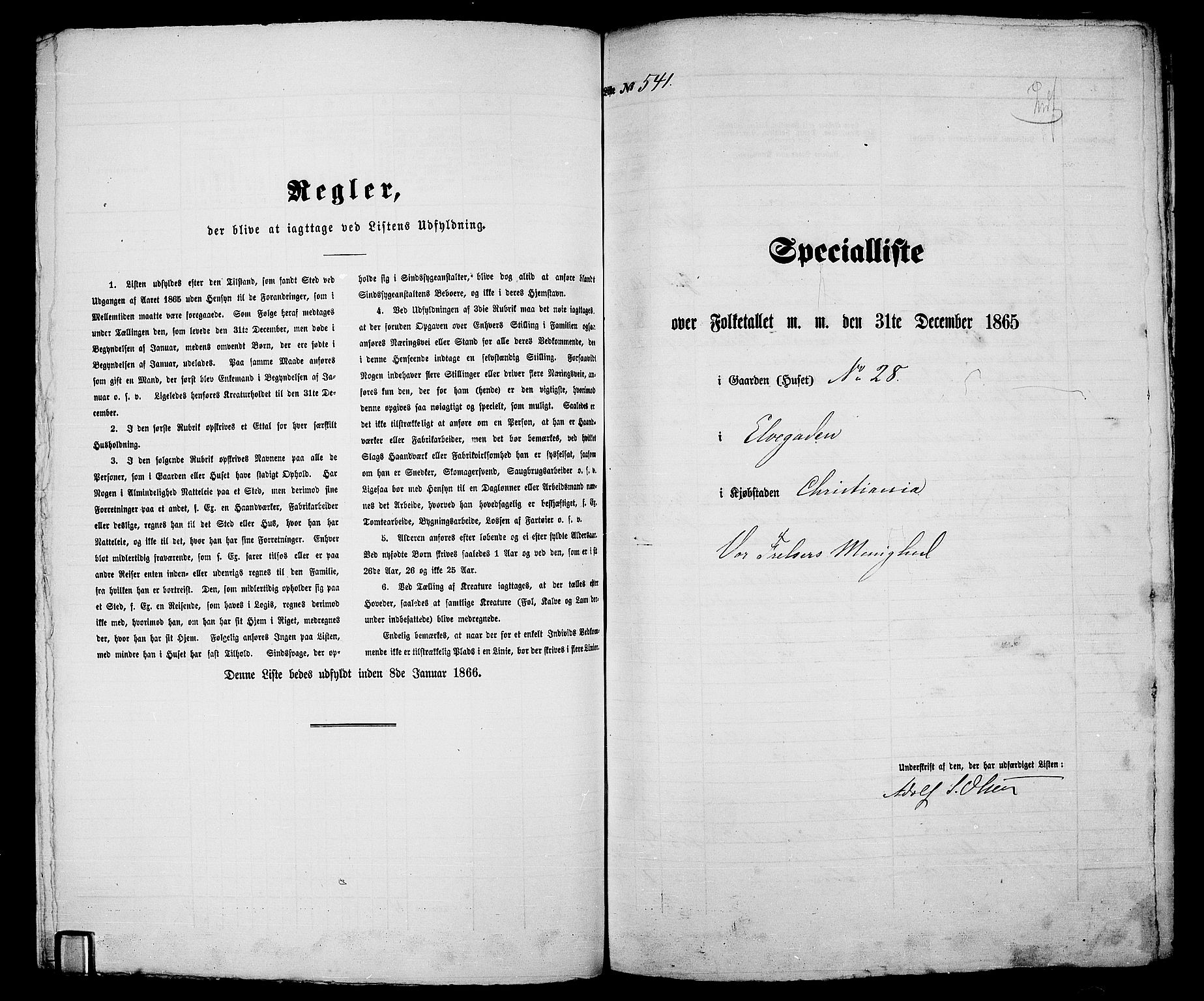 RA, Folketelling 1865 for 0301 Kristiania kjøpstad, 1865, s. 1433