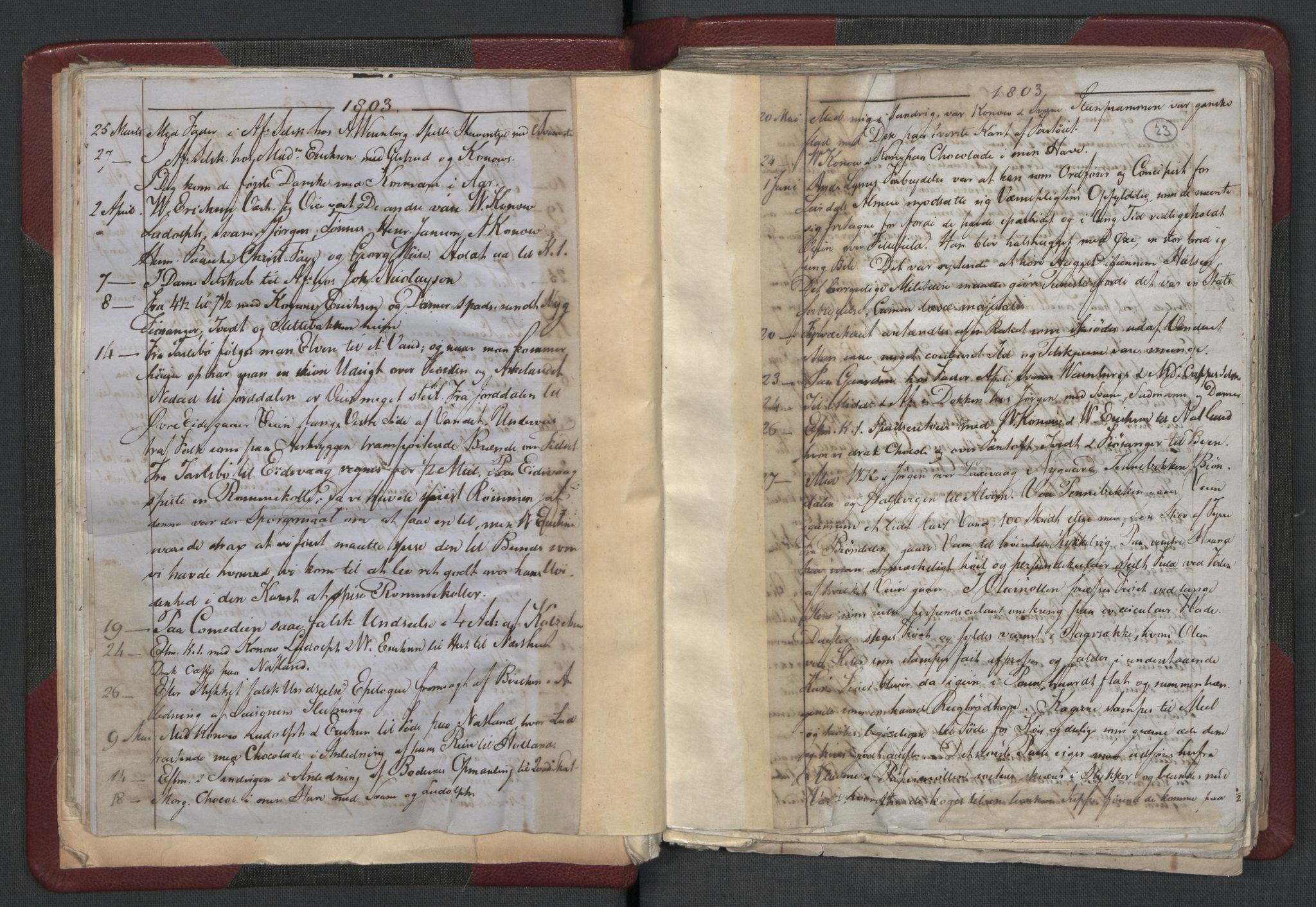Meltzer, Fredrik, AV/RA-PA-0028/F/L0001: Dagbok for årene 1796-1808, 1811, 1817, 1796-1817, s. 22b-23a