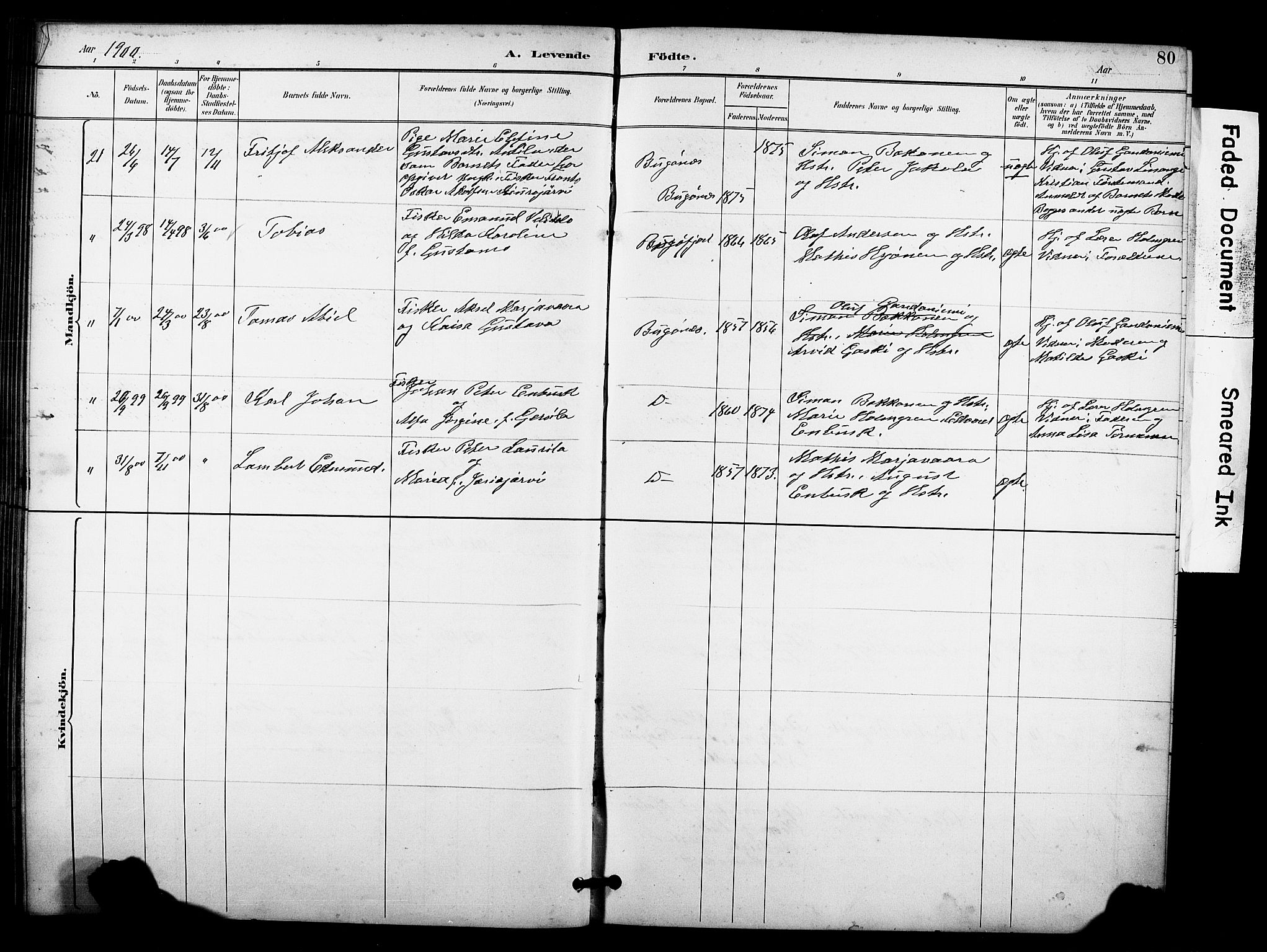 Sør-Varanger sokneprestkontor, AV/SATØ-S-1331/H/Hb/L0004klokker: Klokkerbok nr. 4, 1891-1912, s. 80