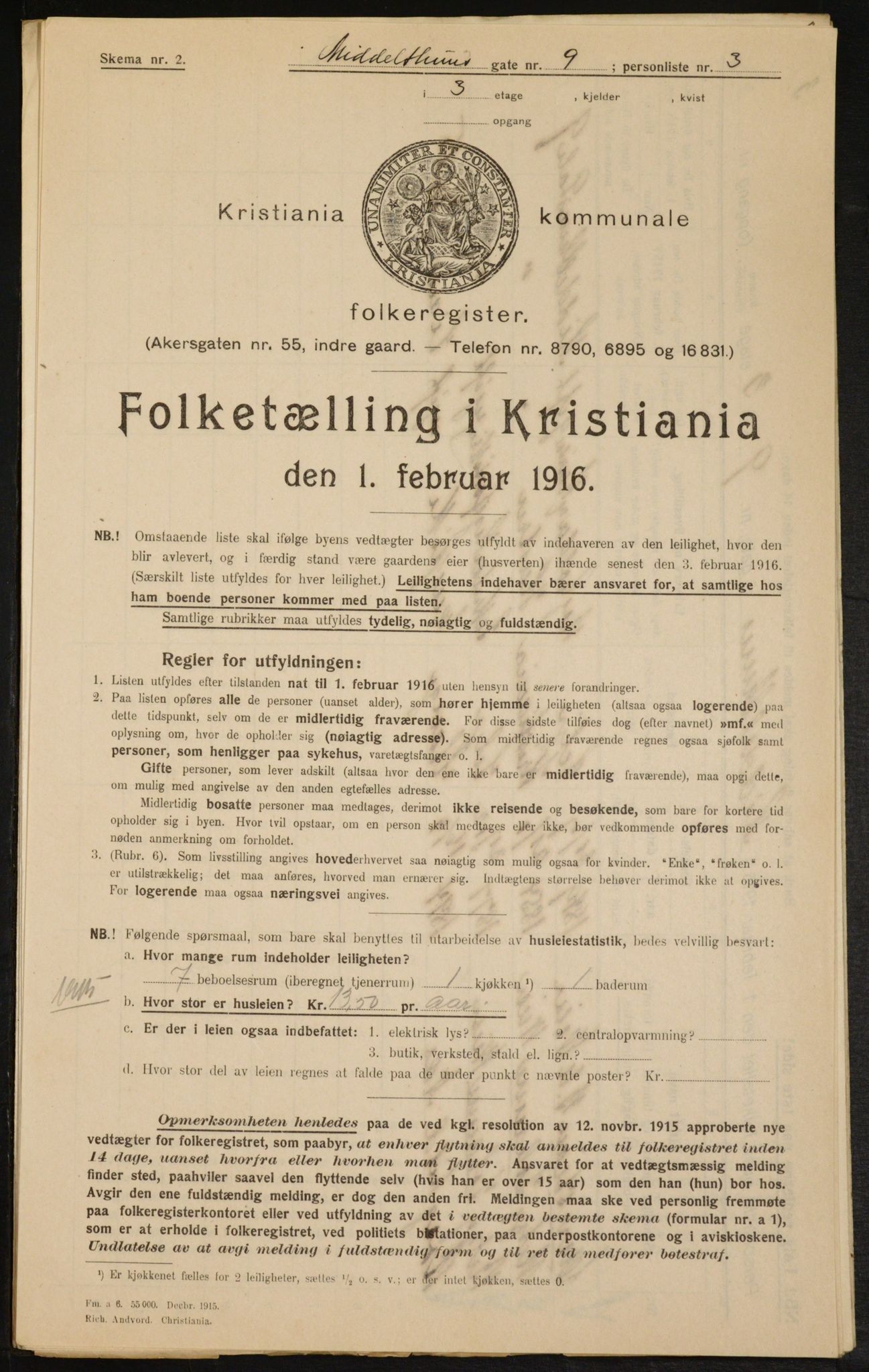 OBA, Kommunal folketelling 1.2.1916 for Kristiania, 1916, s. 66969