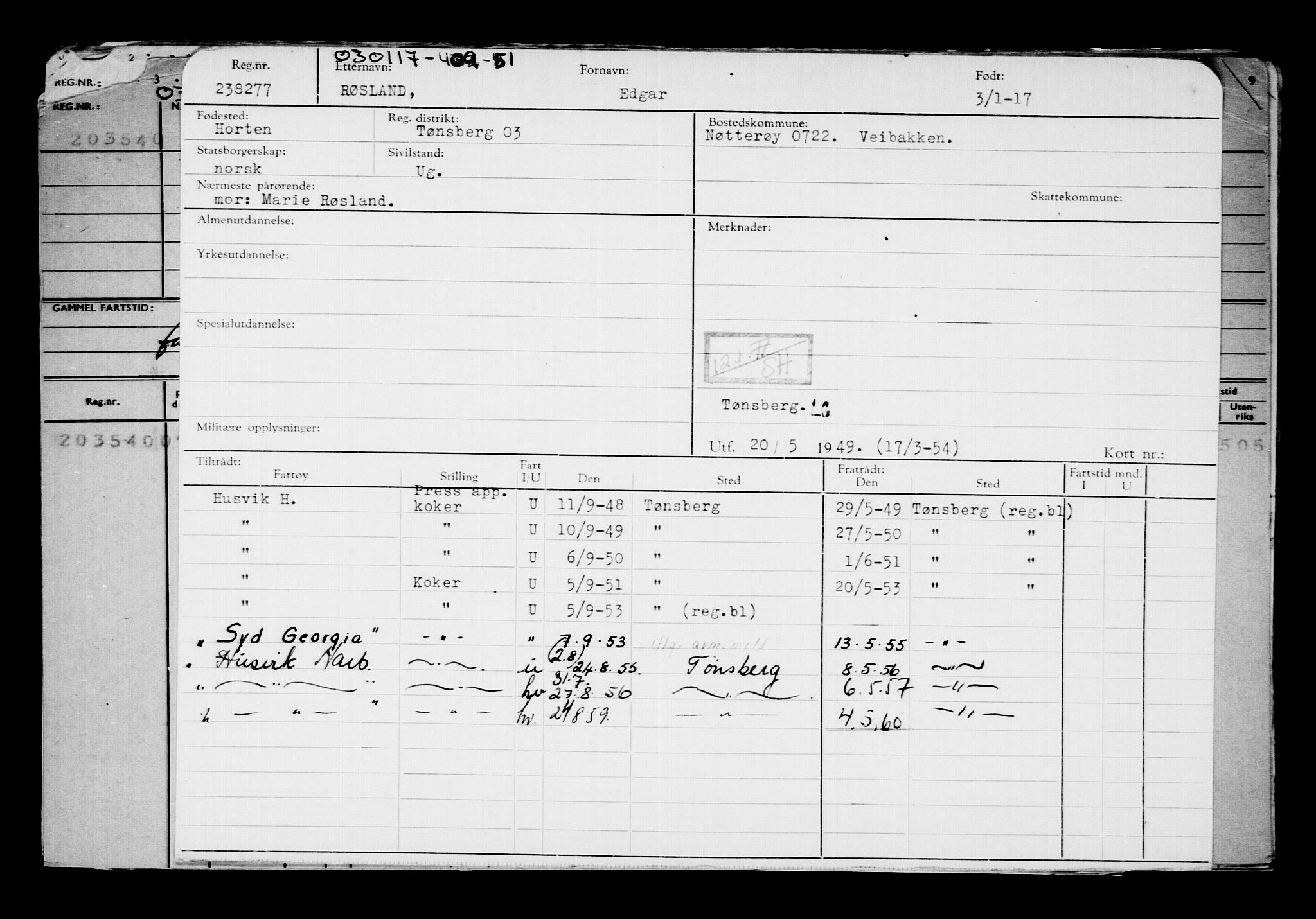 Direktoratet for sjømenn, AV/RA-S-3545/G/Gb/L0145: Hovedkort, 1917, s. 50