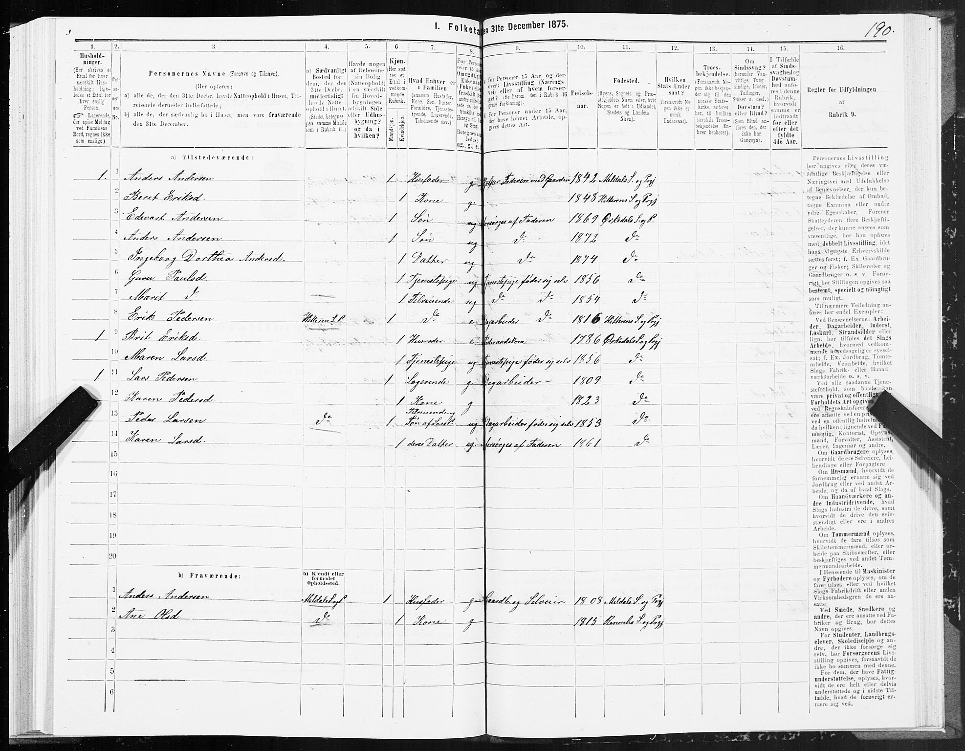 SAT, Folketelling 1875 for 1638P Orkdal prestegjeld, 1875, s. 8190