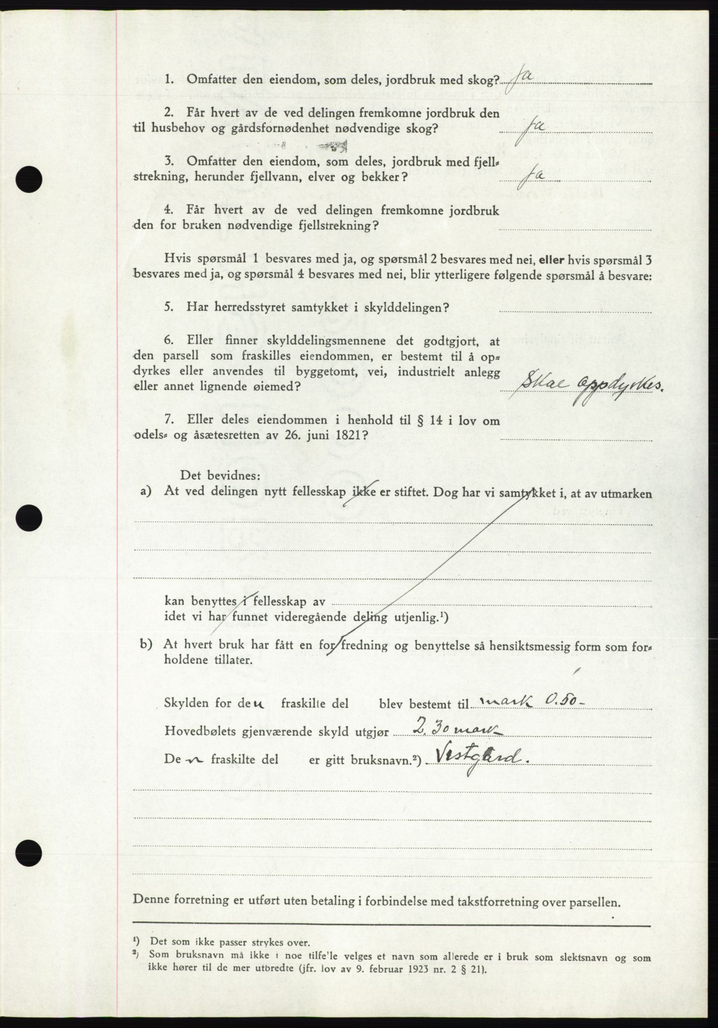 Namdal sorenskriveri, AV/SAT-A-4133/1/2/2C: Pantebok nr. -, 1946-1946, Dagboknr: 961/1946