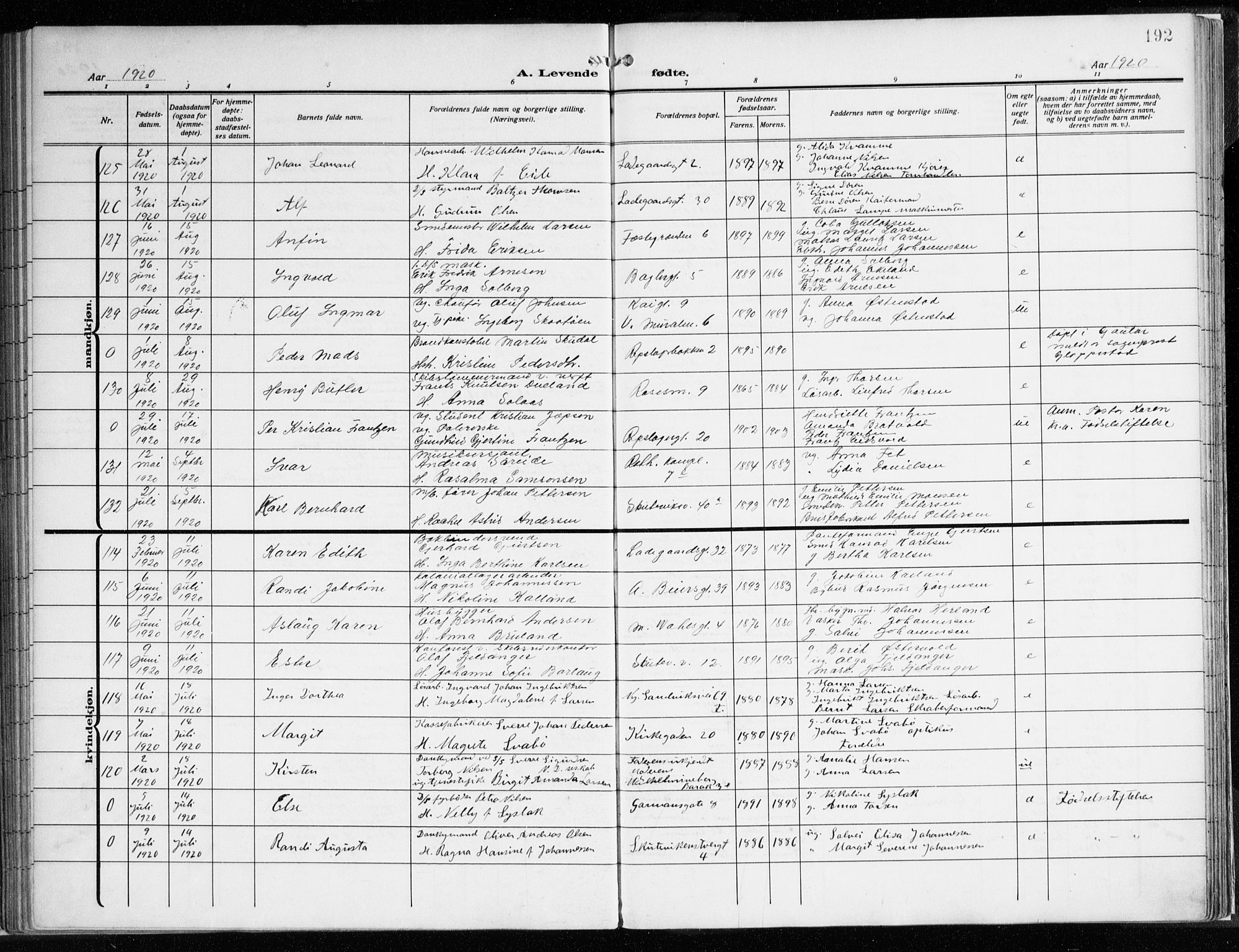 Sandviken Sokneprestembete, AV/SAB-A-77601/H/Ha/L0007: Ministerialbok nr. B 4, 1912-1924, s. 192