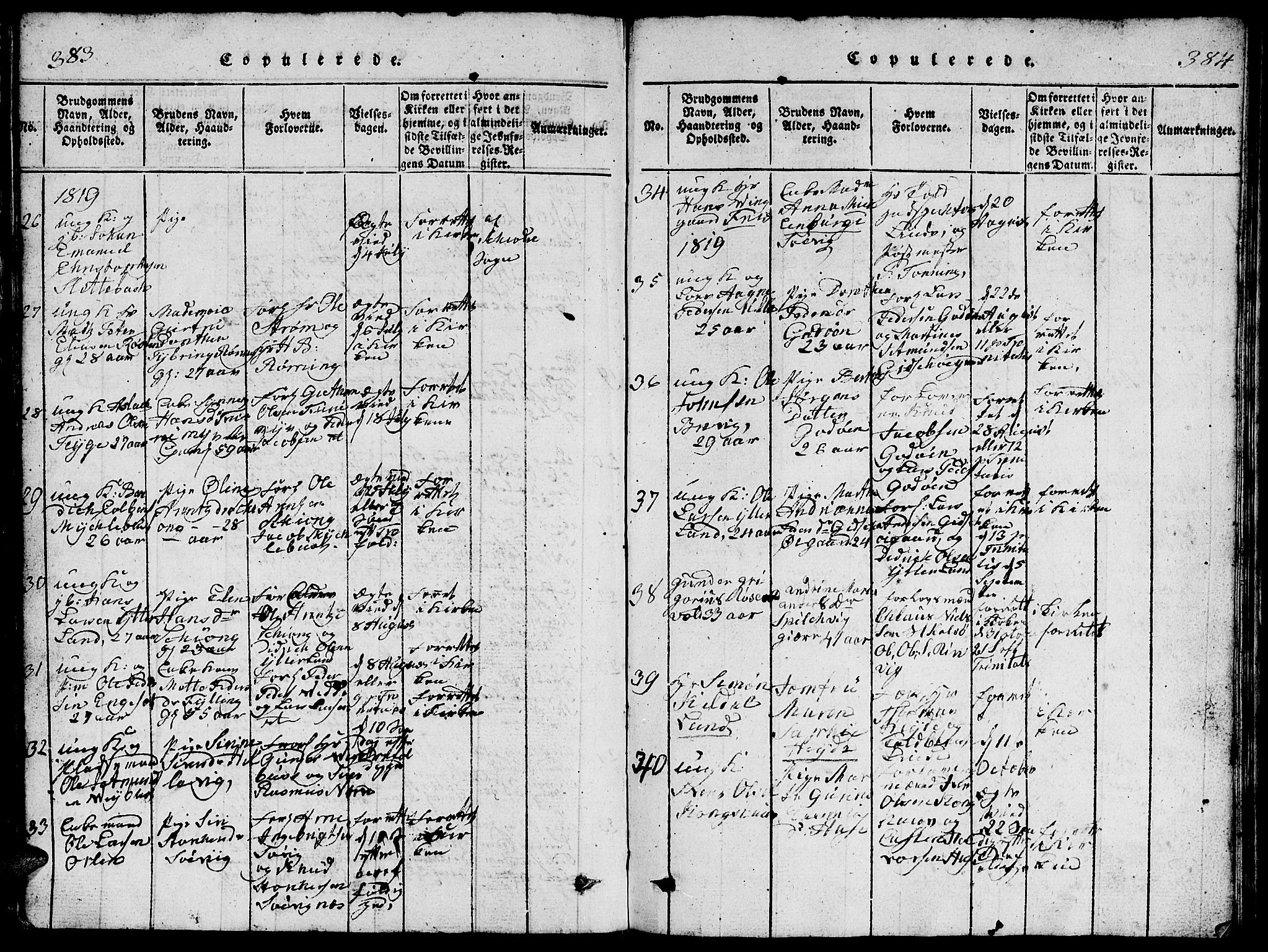 Ministerialprotokoller, klokkerbøker og fødselsregistre - Møre og Romsdal, AV/SAT-A-1454/528/L0423: Klokkerbok nr. 528C04, 1816-1827, s. 383-384