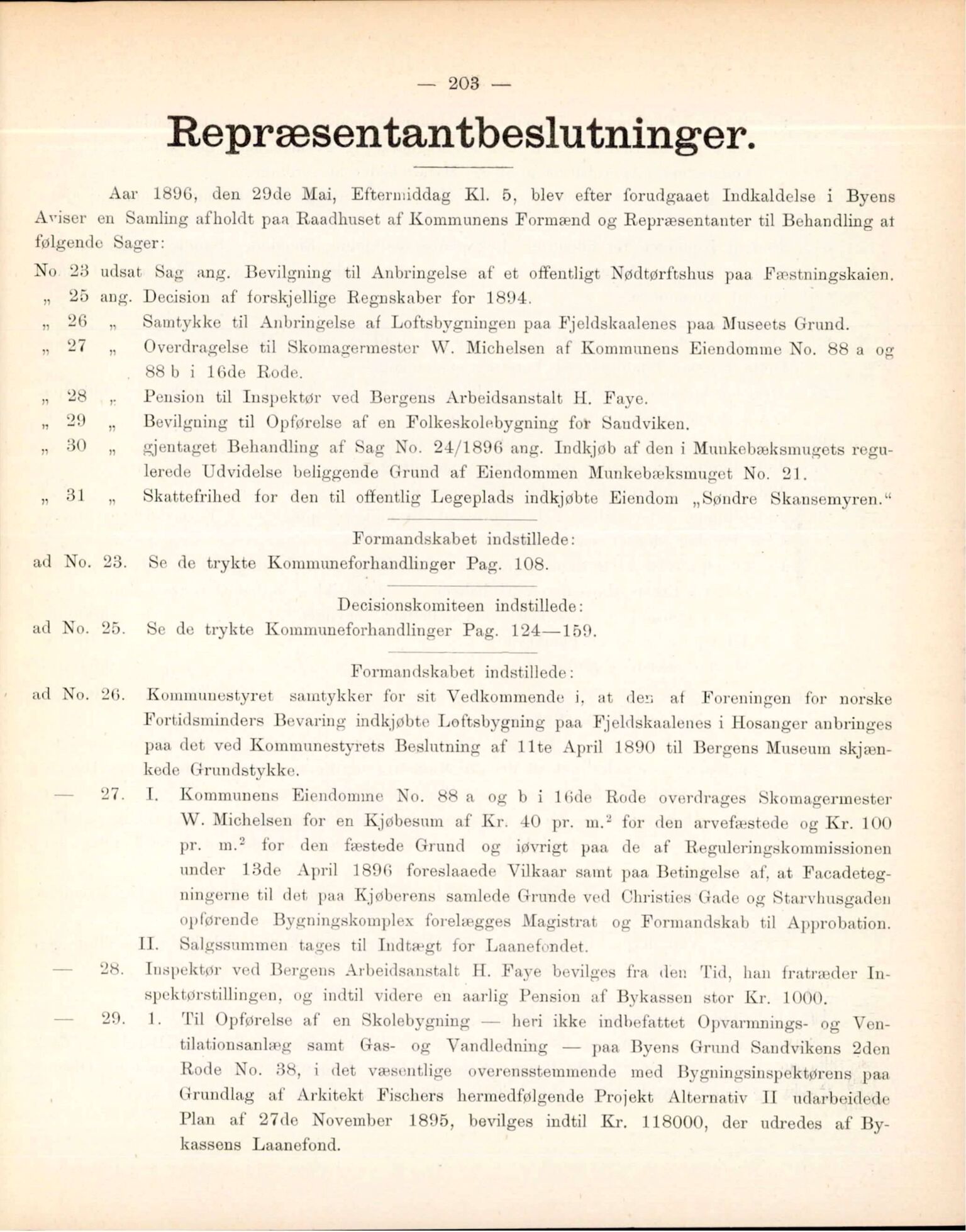 Bergen kommune. Formannskapet, BBA/A-0003/Ad/L0053: Bergens Kommuneforhandlinger, bind I, 1896