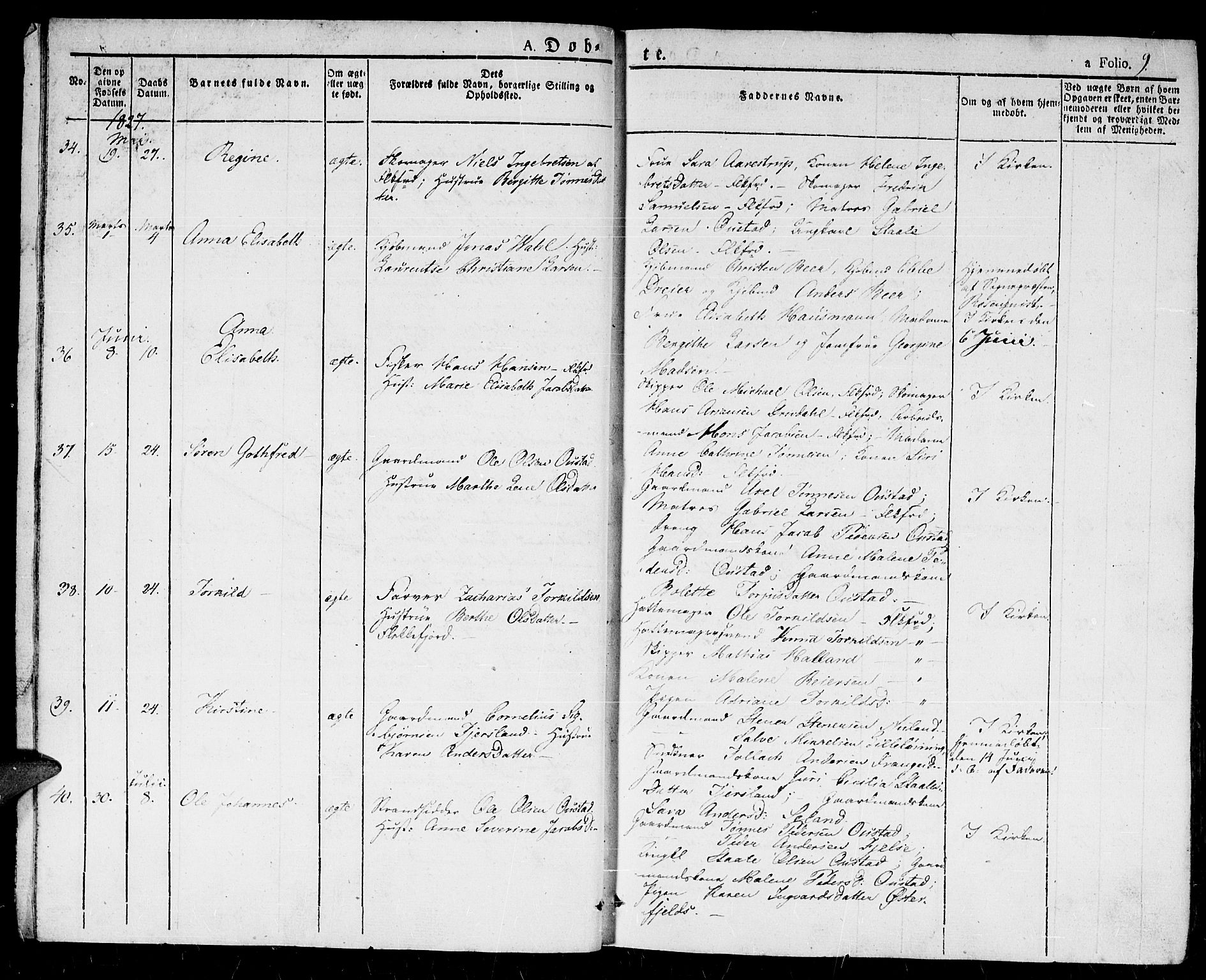 Flekkefjord sokneprestkontor, AV/SAK-1111-0012/F/Fb/Fbc/L0004: Klokkerbok nr. B 4, 1827-1846, s. 9