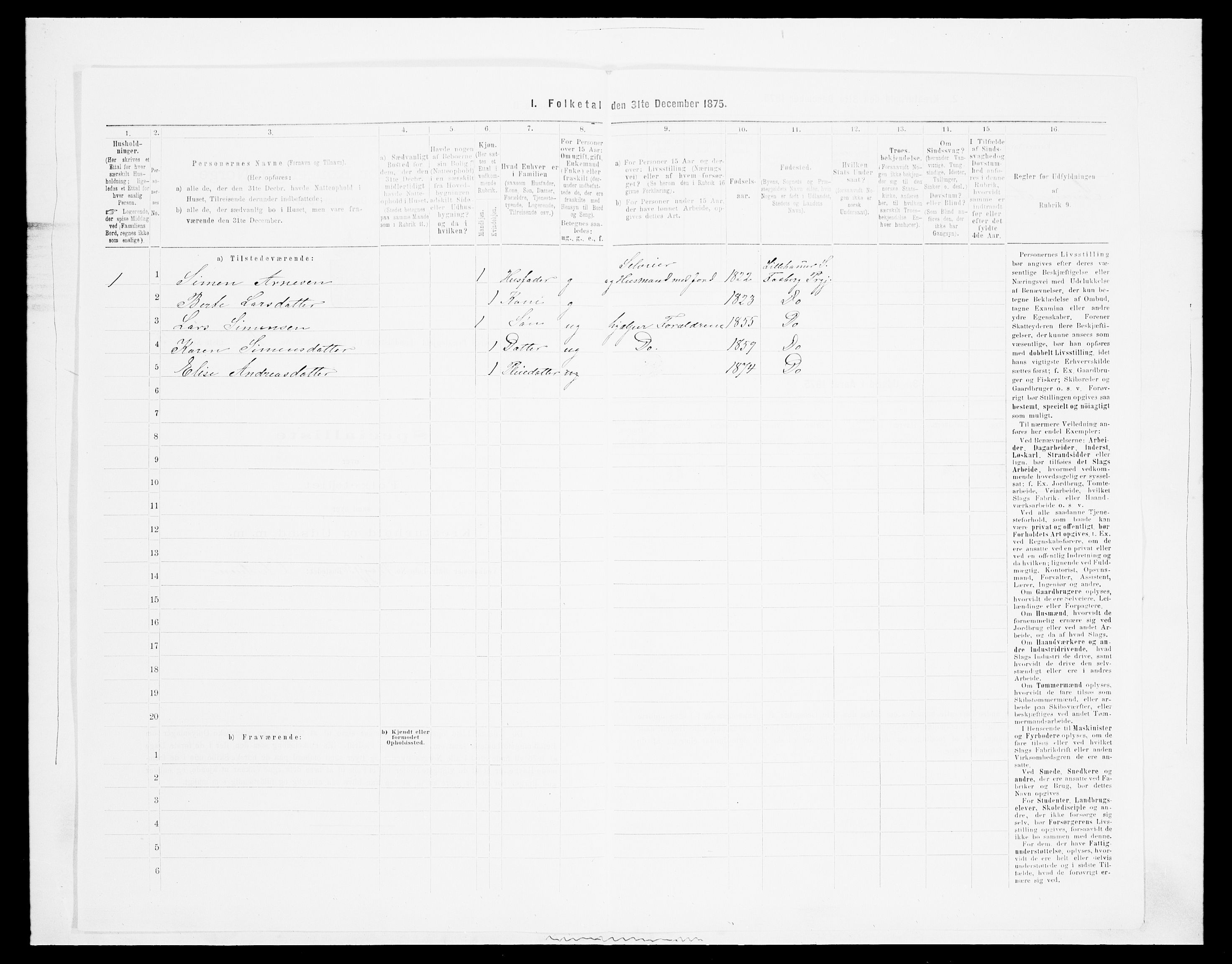 SAH, Folketelling 1875 for 0524L Fåberg prestegjeld, Fåberg sokn og Lillehammer landsokn, 1875, s. 140