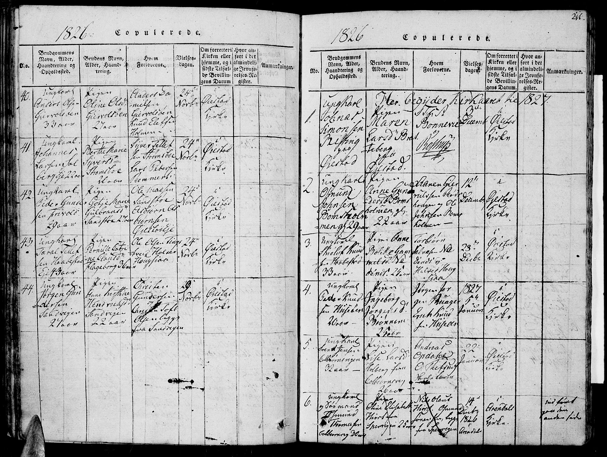 Øyestad sokneprestkontor, SAK/1111-0049/F/Fb/L0003: Klokkerbok nr. B 3, 1816-1827, s. 211
