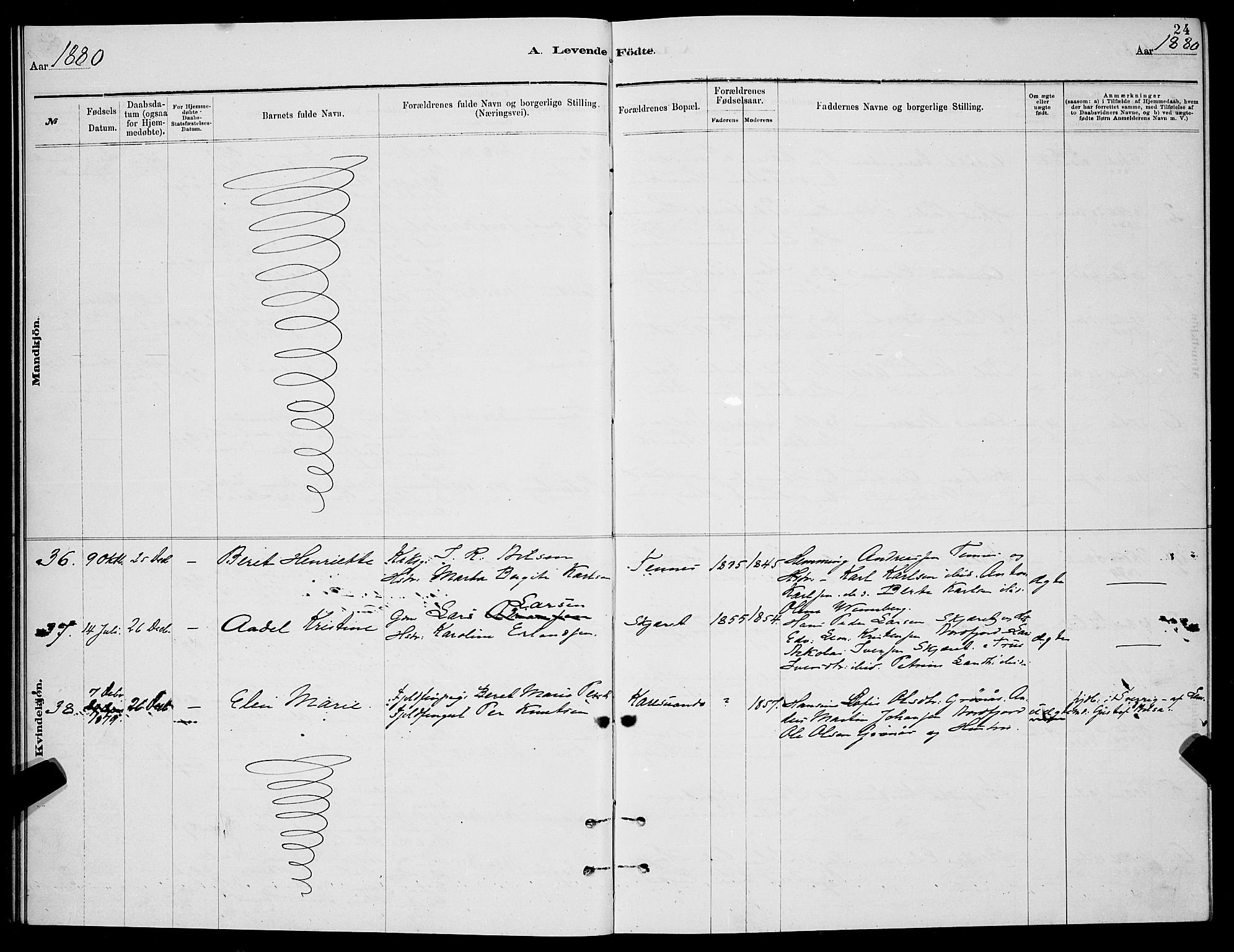 Balsfjord sokneprestembete, SATØ/S-1303/G/Ga/L0007klokker: Klokkerbok nr. 7, 1878-1889, s. 24